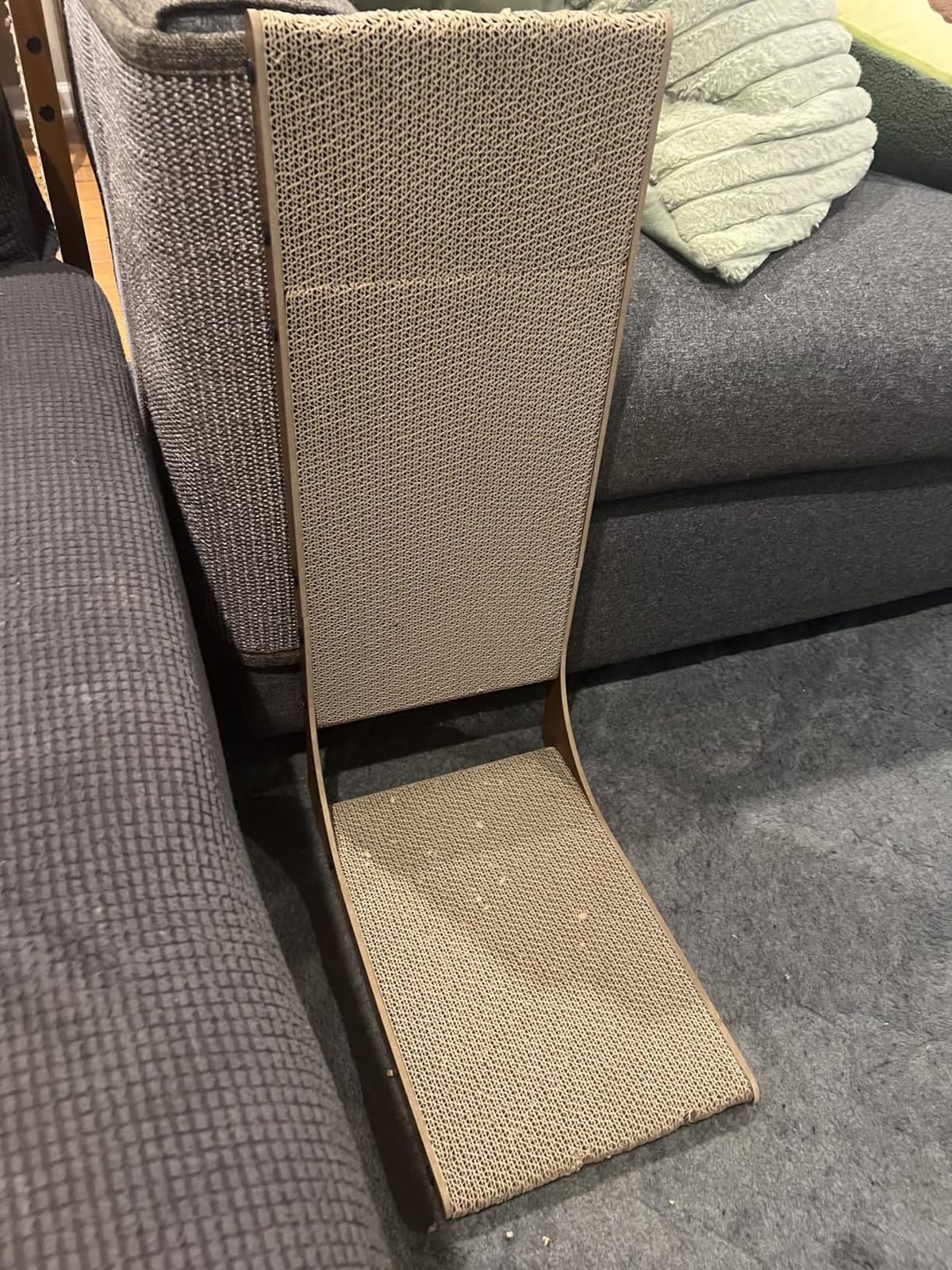 FUKUMARU Cat Scratcher, 26.8 Inch L Shaped Cat Scratch Pad for Indoor Cats | Vertical Cat Scratching Board with Ball Cat Toy, Cardboard Cat Scratcher for Wall Sofa Couch, Kitten Scratching Post, Large customer photo 1