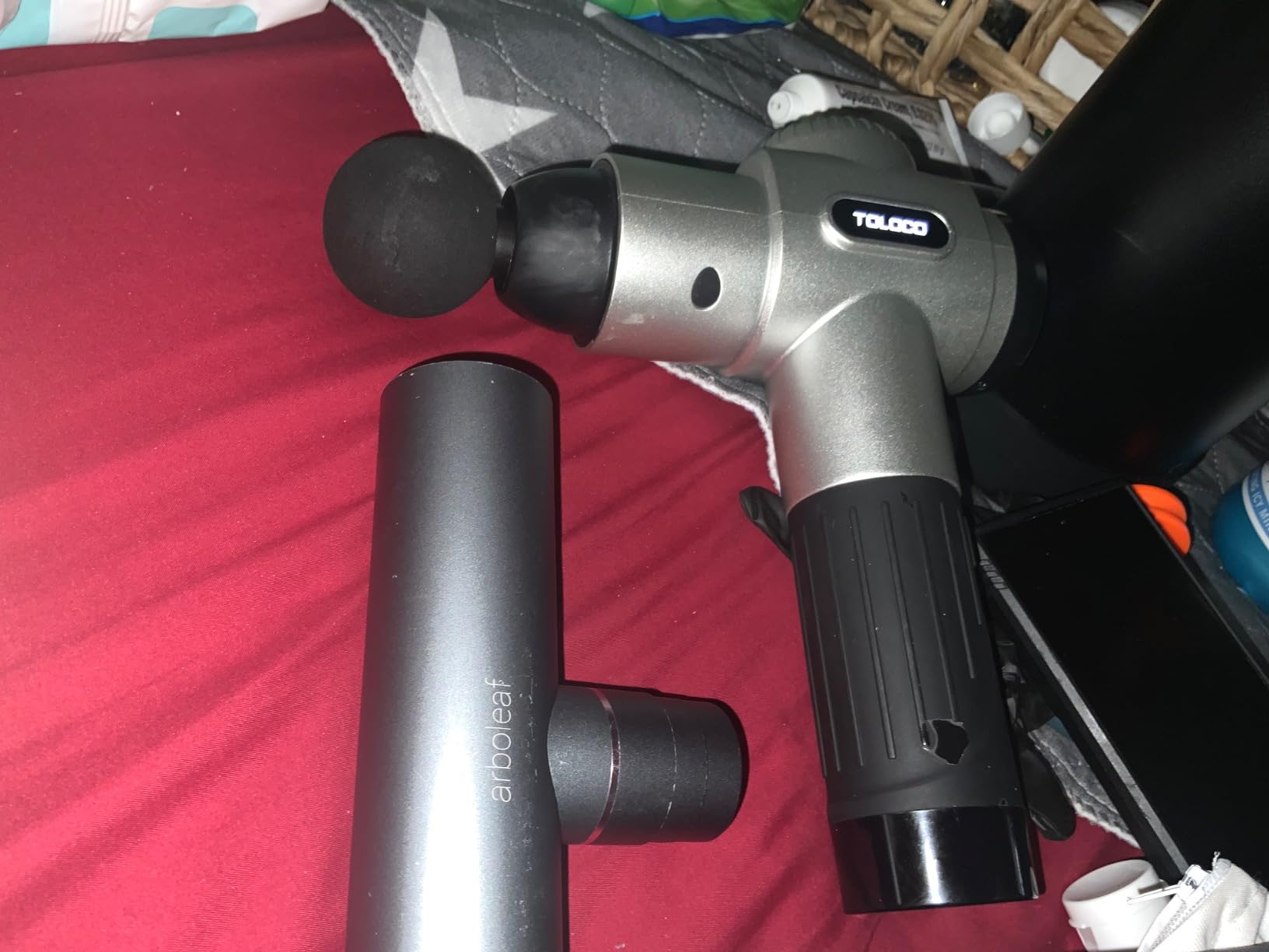TOLOCO Massage Gun, Deep Tissue Back Massage for Athletes for Pain Relief, Percussion Massager with 10 Massages Heads & Silent Brushless Motor, Fathers Day Dad Gifts, Carbon customer photo 2