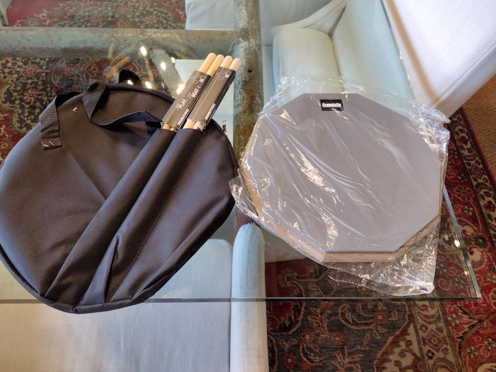 Drum Practice Pad for drumming drum pad and sticks 12 In | Sided With 2 Pairs/4 Maple 5A Drum Sticks & Storage Bag(Gray) customer photo 1