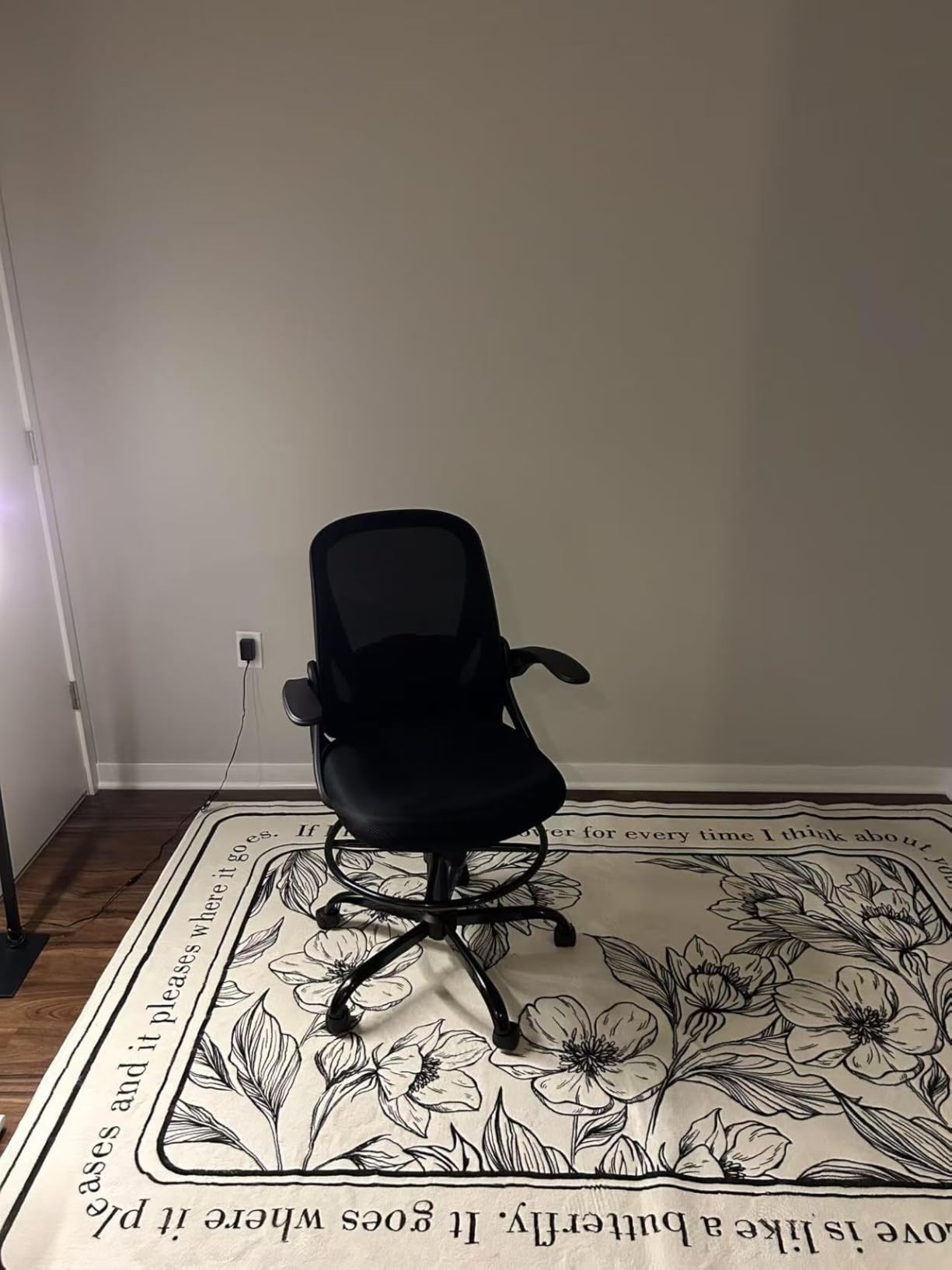 Primy Drafting Chair Tall Office Chair with Flip-up Armrests Executive Ergonomic Computer Standing Desk Chair with Lumbar Support and Adjustable Footrest Ring (Black) customer photo 1