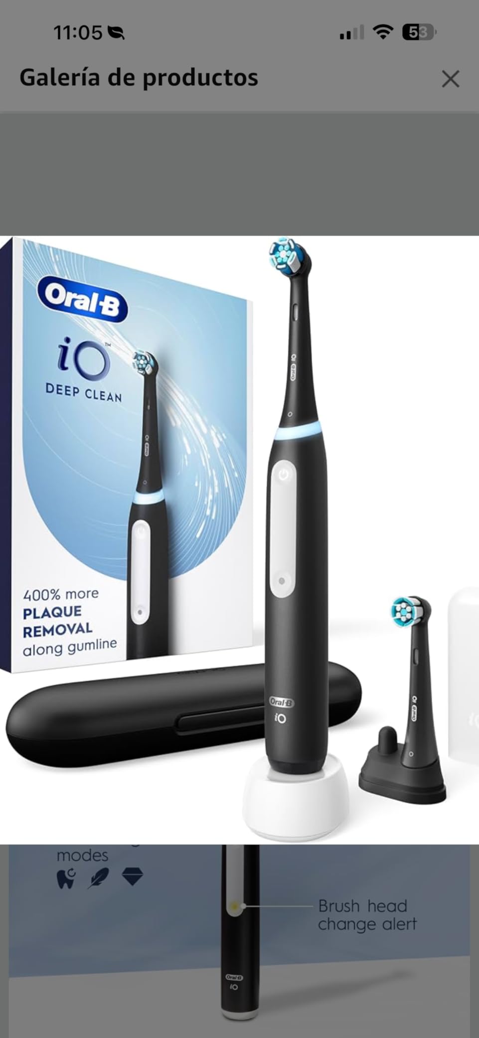 Oral-B Rechargeable Electric Toothbrush, iO3 Limited Deep Clean, 3 Cleaning Modes, Visual Pressure Sensor to Protect Gums, 2 Brush Heads, Travel Case, White customer photo 2
