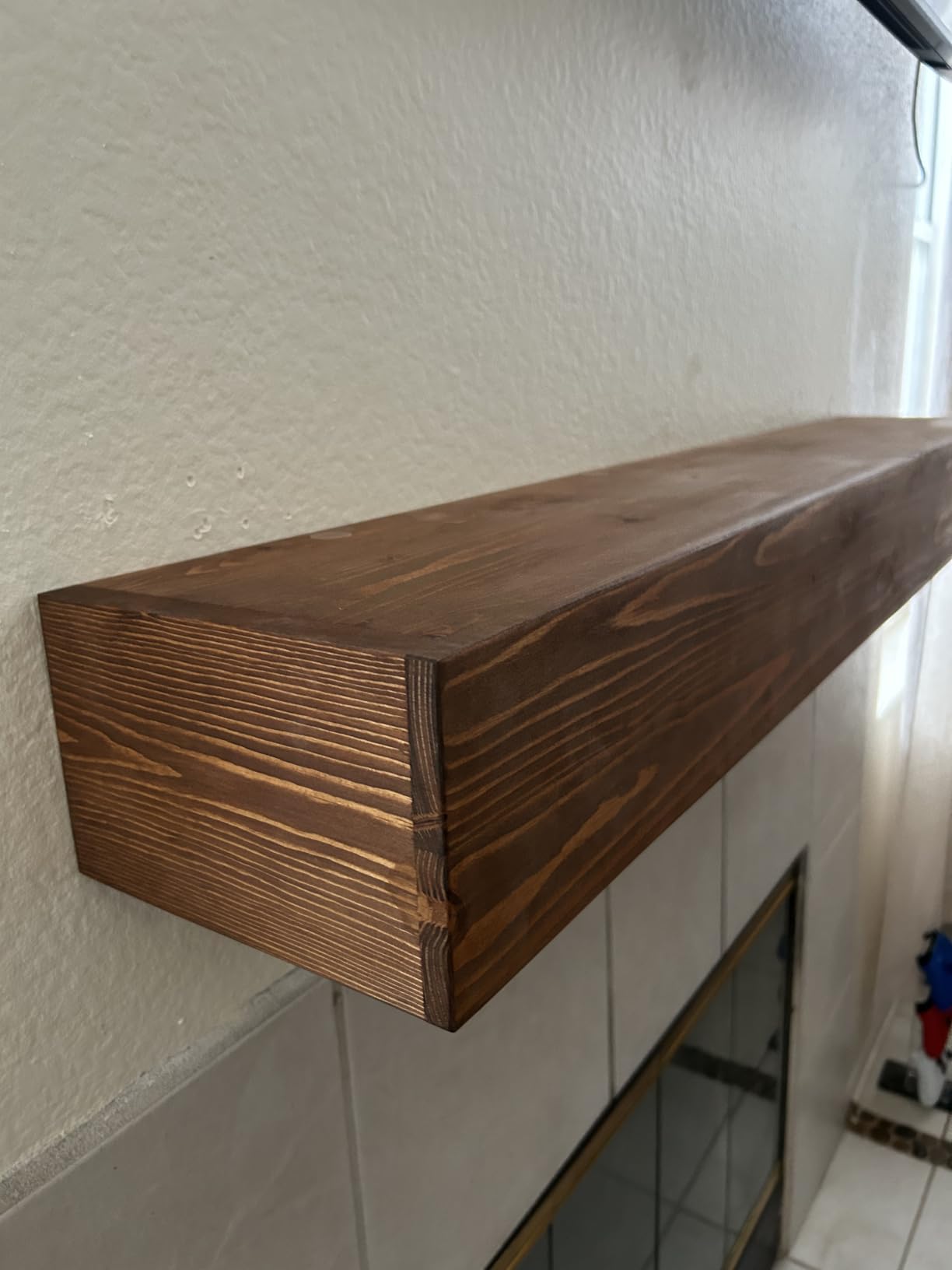 Avana Fireplace Mantel - Wall-Mounted Mantles for Over Fireplace - Farmhouse Fireplace Mantle Shelves - Handcrafted Wood Fireplace Mantels - Floating Mantel 72 Inches X 8 X 5 - Rustic Natural customer photo 2