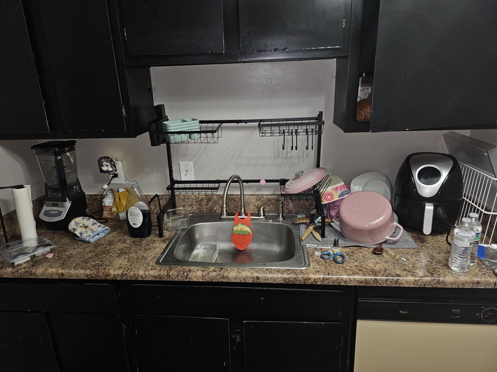 AULIGET 20 Sheets Peel and Stick Backsplash, Black & Grey Wood Look PVC Mixed Metal Stick on Backsplash Tiles for Kitchen customer photo 1