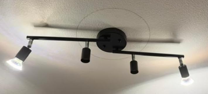 Unicozin LED 8 Light Track Lighting Kit, 54.13'' Black 8 Way Ceiling Spot Lighting, Flexibly Rotatable Head, Track Light Included 8 x LED GU10 Bulb (4W, Daylight White 5000K, 400LM) customer photo 2