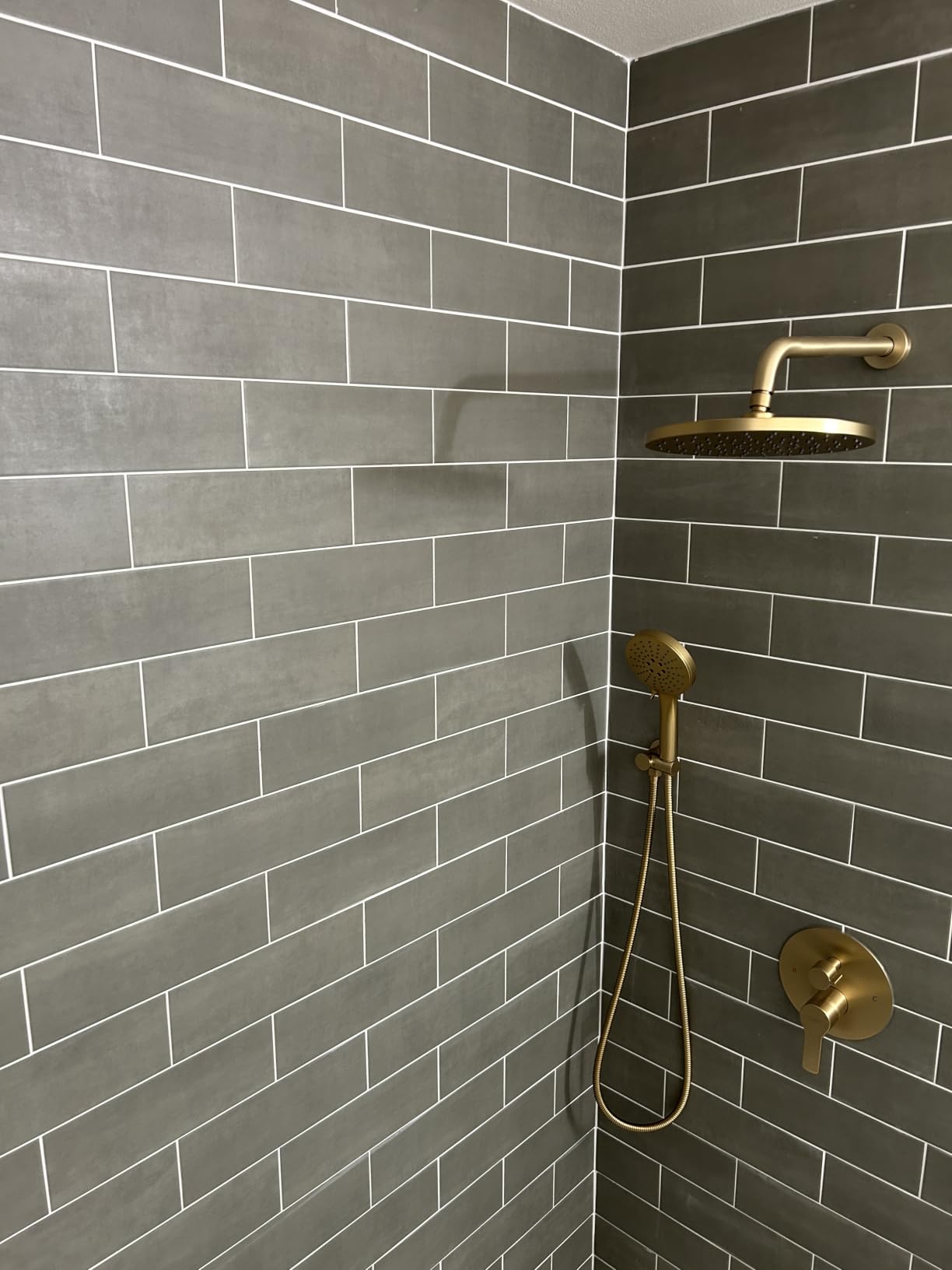 Iriber Brushed Gold Shower Head with Handheld,Rain Shower System Faucet Set | Bathroom Wall Mounted Shower Set, 10 Inch Rain Shower Head, 3-Setting Handheld, Shower Trim Kit, Pressure Balance Valve Cartridge customer photo 2