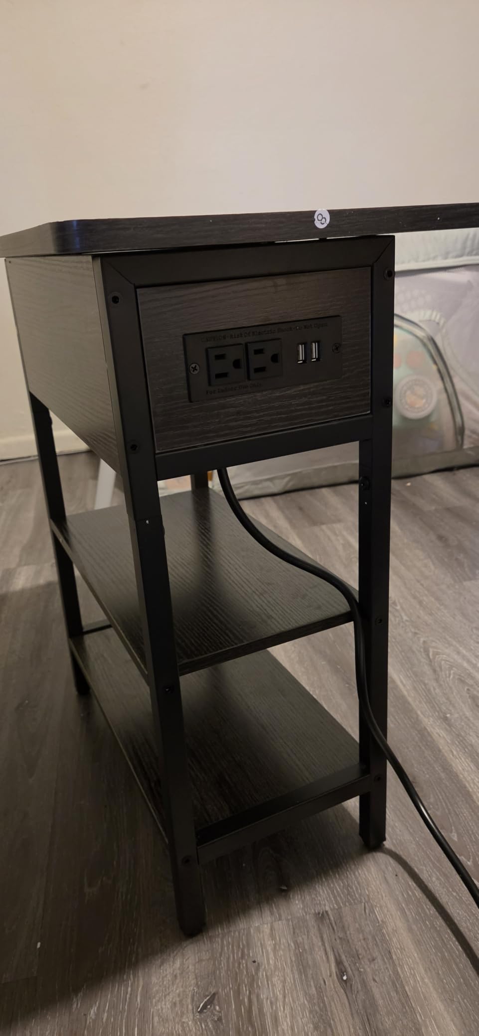 Yoobure End Table with Charging Station, Flip Top Side Table with USB Ports and Outlets, Narrow Nightstand with Storage Shelves customer photo 1
