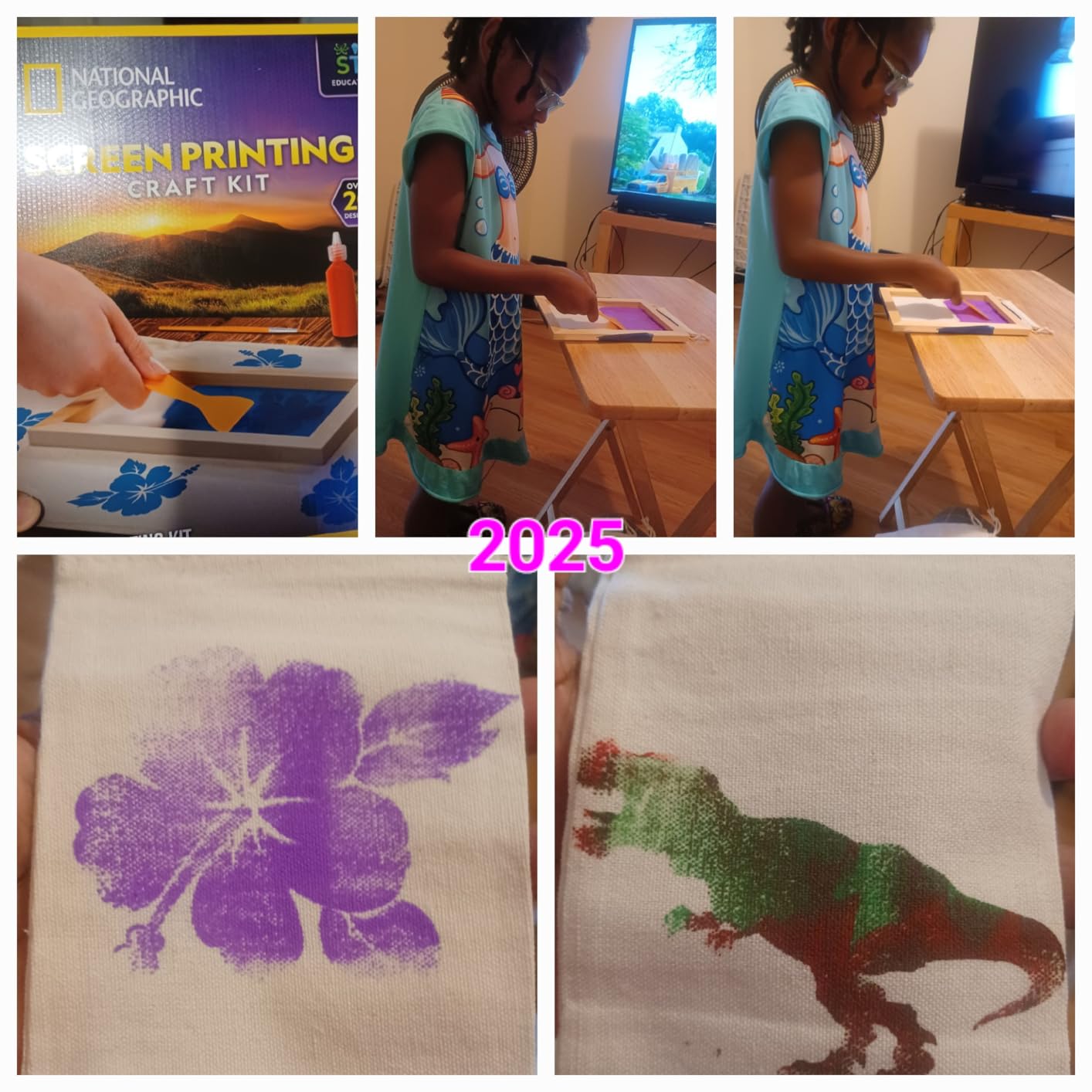 National Geographic Screen Printing Arts and Crafts Kit for Kids | Fabric Paint, Screen Printing Frame, Stencils, Squeegee, Drawstring Bag, Silk Screen Craft, Creative Birthday Gift customer photo 1