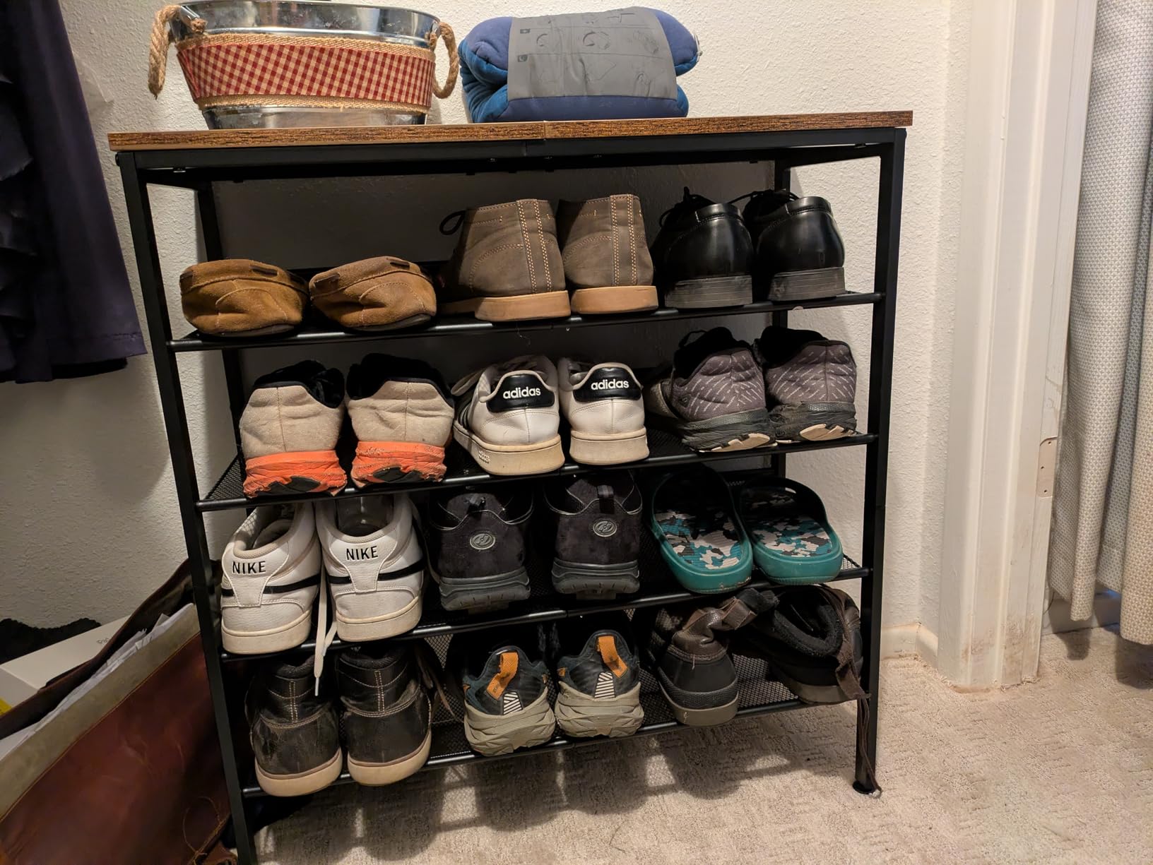 HOOBRO Shoe Rack for Entryway, 5-Tier Shoe Organizer with Adjustable Mesh Shelves, 16-20 Pairs, Industrial, Rustic Brown BF12XJ01 customer photo 1