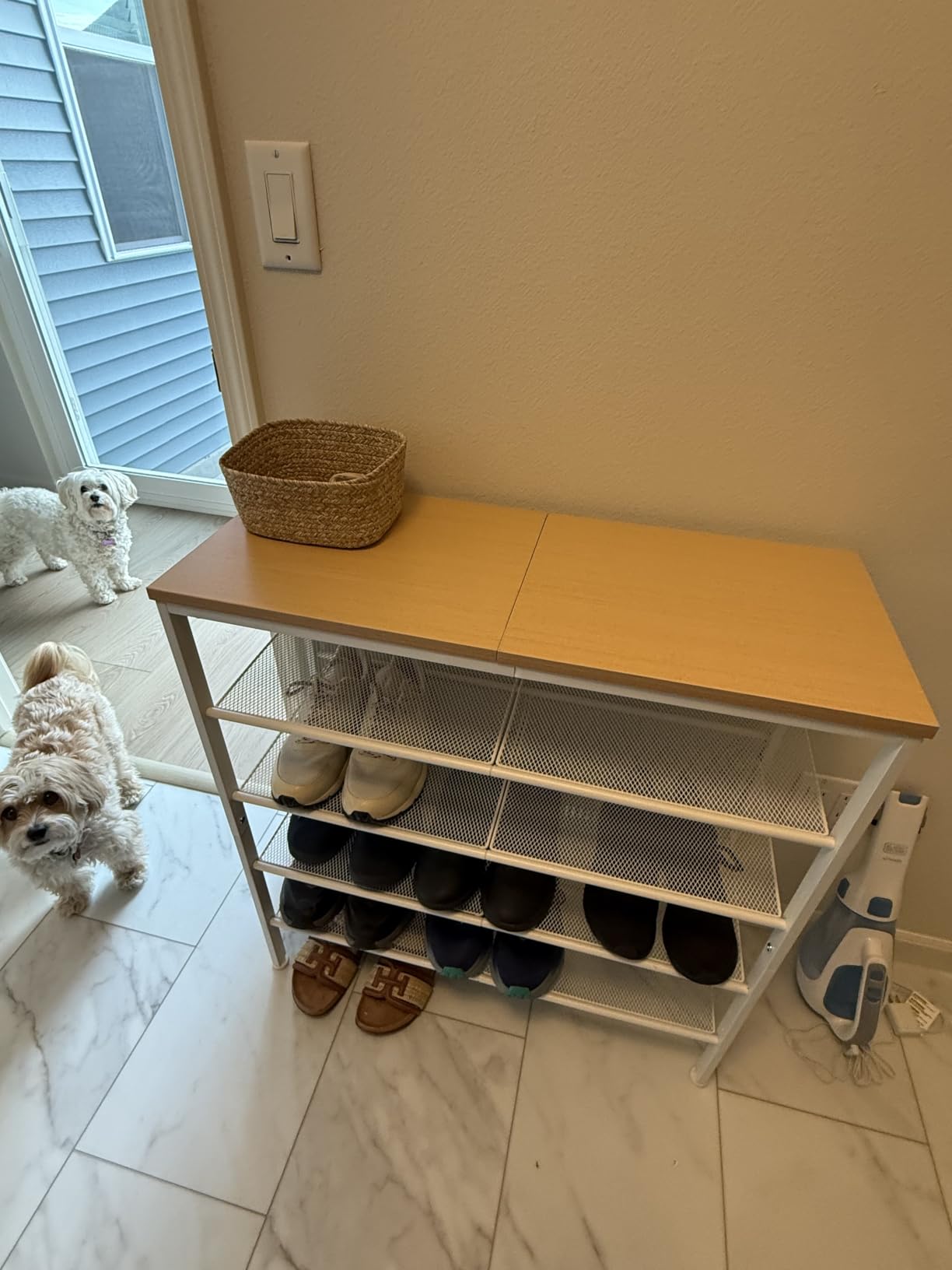 HOOBRO Shoe Rack for Entryway, 5-Tier Shoe Organizer with Adjustable Mesh Shelves, 16-20 Pairs, Industrial, Rustic Brown BF12XJ01 customer photo 2