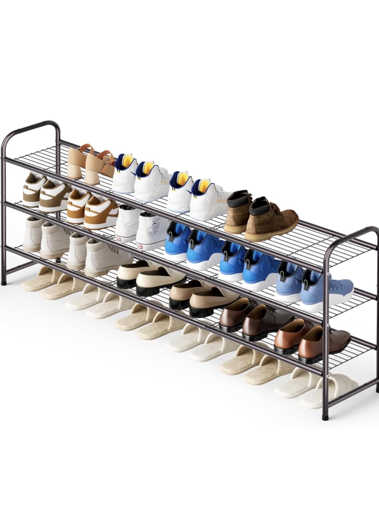 KEETDY 3-Tier Long Shoe Rack for Closet Metal Shoe Organizer for Entryway, Wide Stackable Shoe Storage Shelf with Sturdy Wire Grid, Black customer photo 2