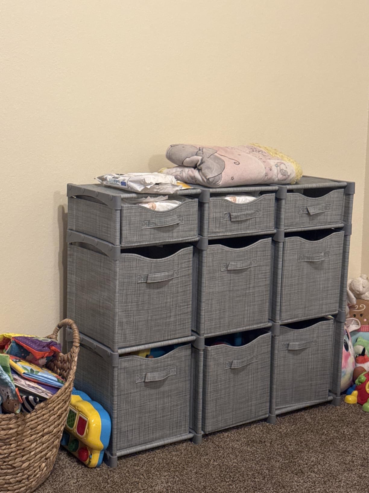 Cube Storage Organizer with Storage Bins Included - The Perfect Closet Organizers and Storage Solution. Includes 9 Storage Cubes, Great For Toy Storage, Closet Storage, Clothes Storage (Grey) customer photo 1