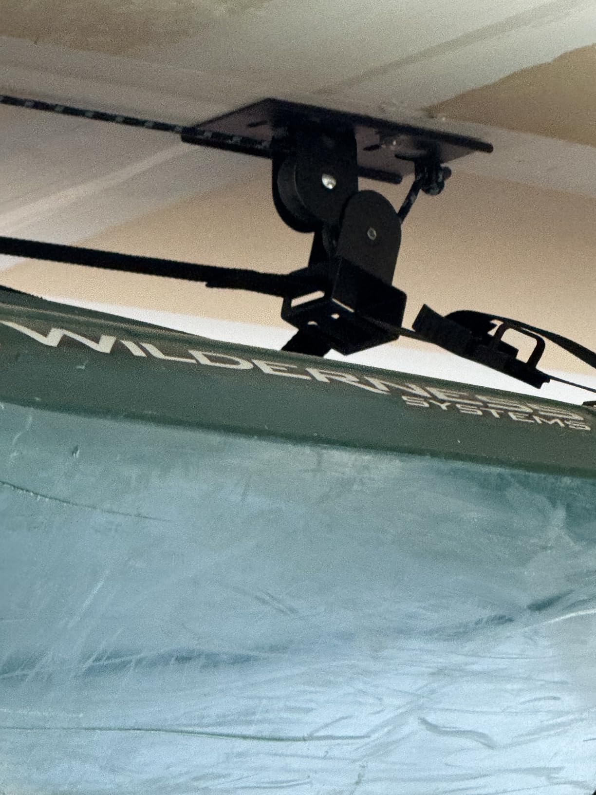 Teal Triangle Pulley Hoist for Kayak, Canoe and Paddleboards, Holds 150 lb | Kayak Pulley System for Garage, Kayak Ceiling Mount, Canoe Hoist, Fits All Garage Heights, Holds 150 lb customer photo 1
