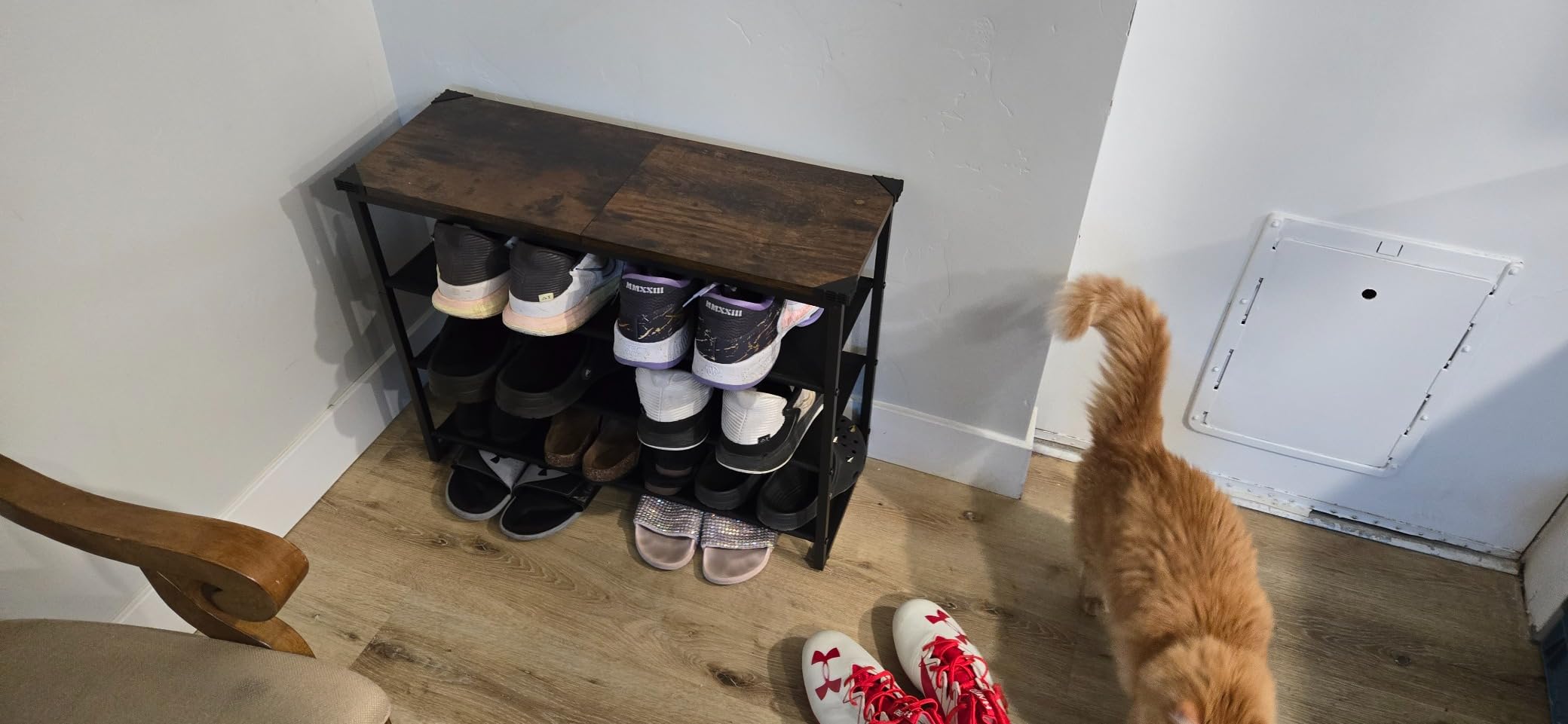 HOOBRO Shoe Rack, 4 Tier Shoe Storage Organizer with 3 Oxford Fabric Shelves and Top Panel, Holds 12-16 Pairs of Shoes for Entryway and Closet, Industrial, Rustic Brown BF47XJ01G1 customer photo 2