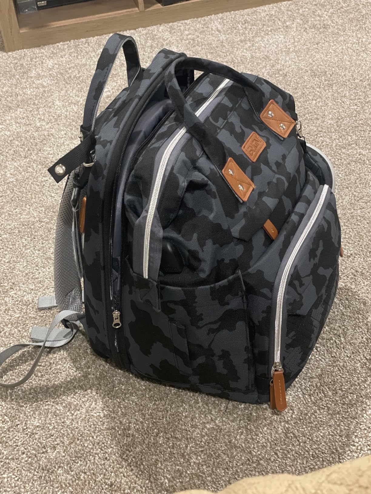 ISMGN Diaper Bag Backpack with Changing Station, Baby Bag for Mom, Grey | Baby Diaper Bag, Large Diaper Bag Backpack, Baby Bags for Boys Girls, Mens Diaper Bag, Diaper Backpack for Women customer photo 2