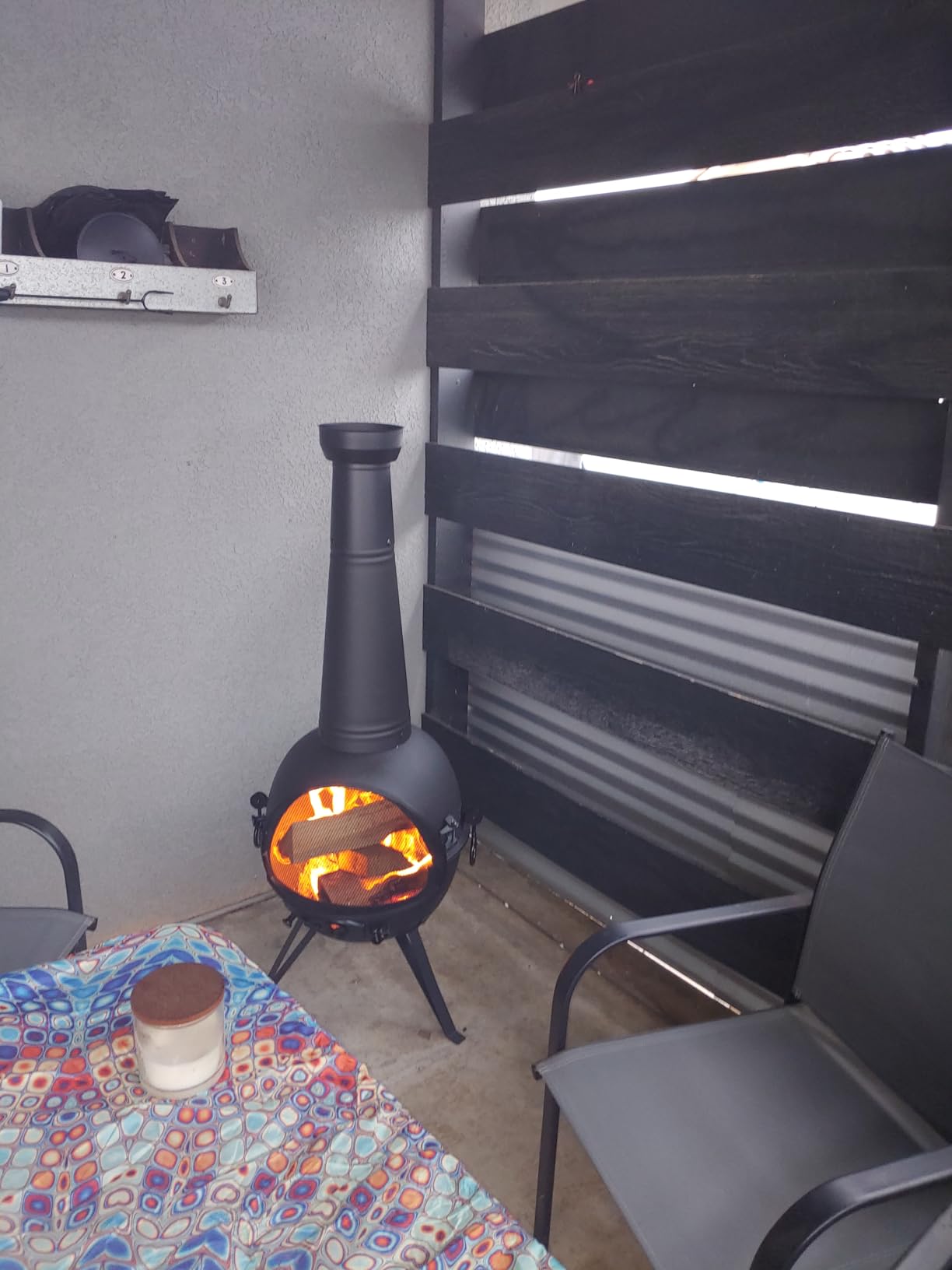 SINGLYFIRE Prairie Fire Outdoor Chiminea Fireplace Deck or Patio Backyard Wooden Fire Pit with Chiminea Cover Rust-Free Iron Black customer photo 1
