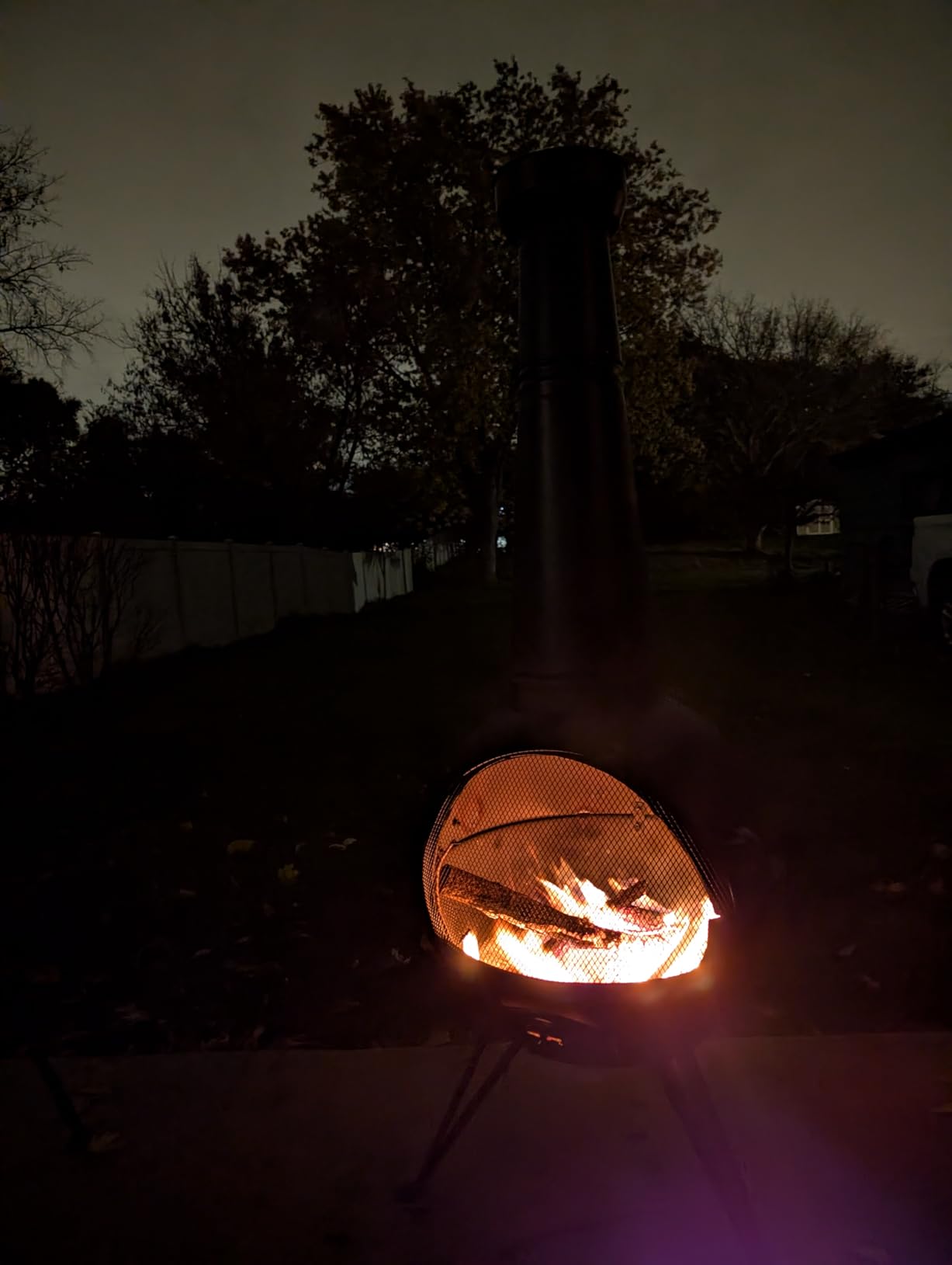 SINGLYFIRE Prairie Fire Outdoor Chiminea Fireplace Deck or Patio Backyard Wooden Fire Pit with Chiminea Cover Rust-Free Iron Black customer photo 2