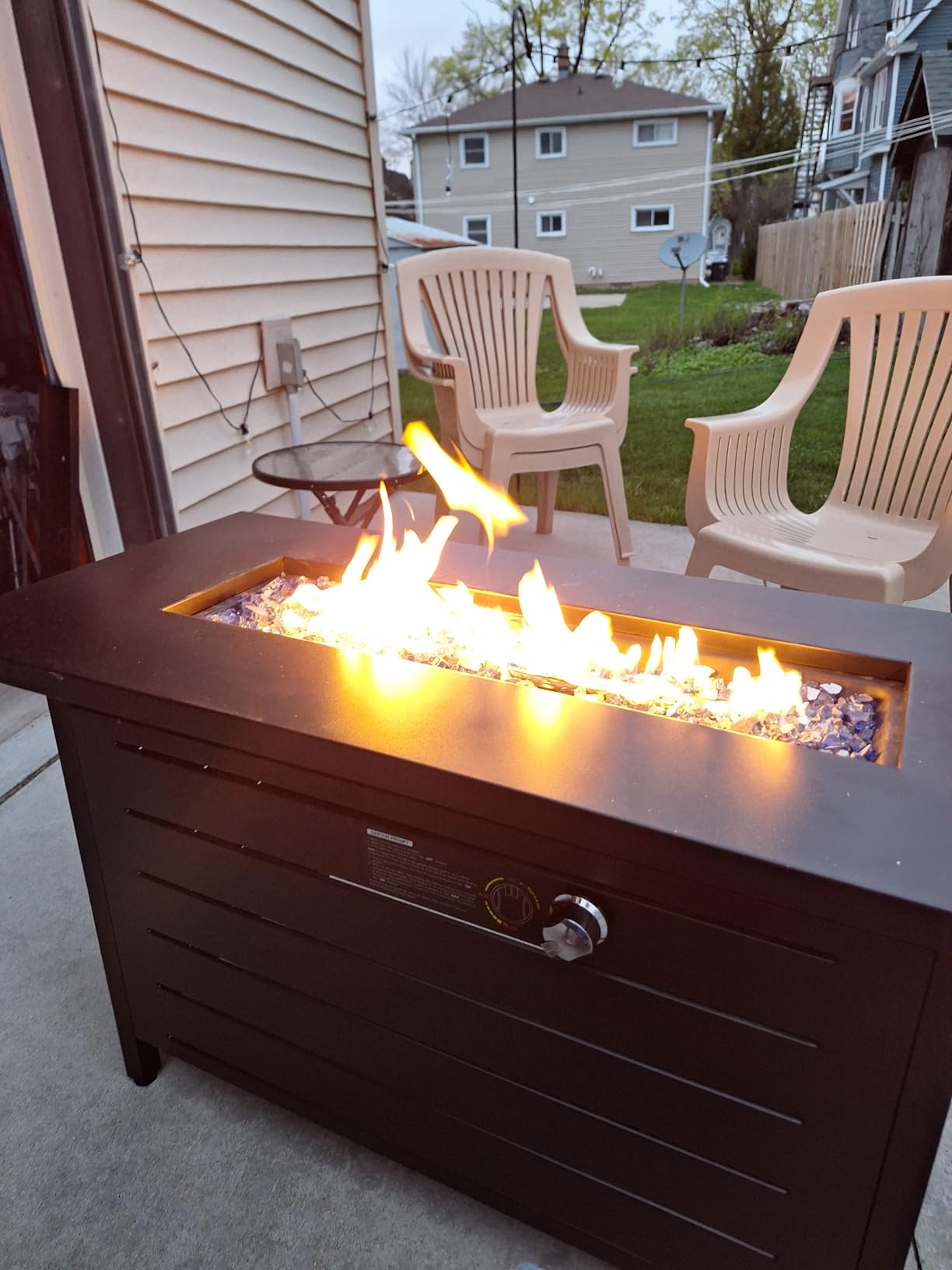 Ciays 42 Inch Gas Fire Pit Table, 60,000 BTU Propane Fire Pit for Patio | CSA-listed design, steel lid, lava rock, external flame control, spacious tabletop for patio, deck, garden and parties customer photo 1