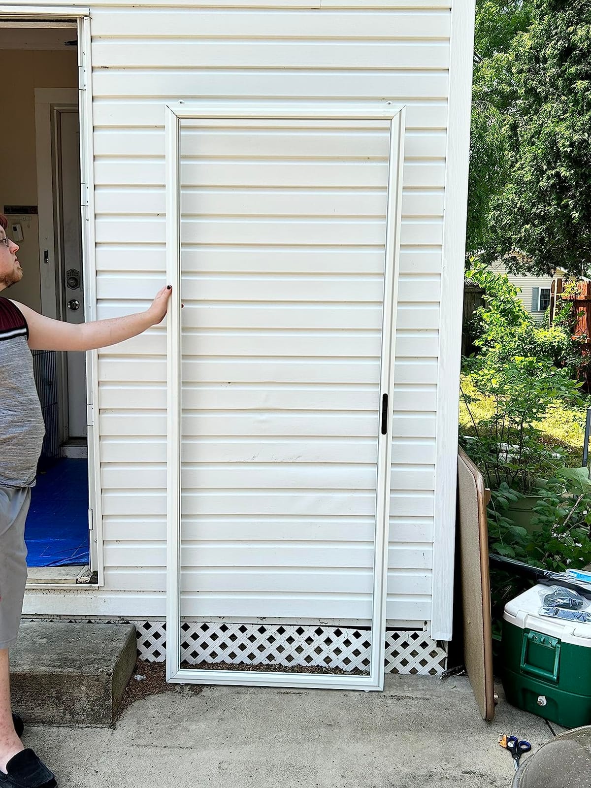 Custom Size Sliding Patio Screen Door Kit - Made to Order Aluminum Frame, Assembly Required, Locking Handle, 5 Color Options, Optional PetScreen Mesh customer photo 2