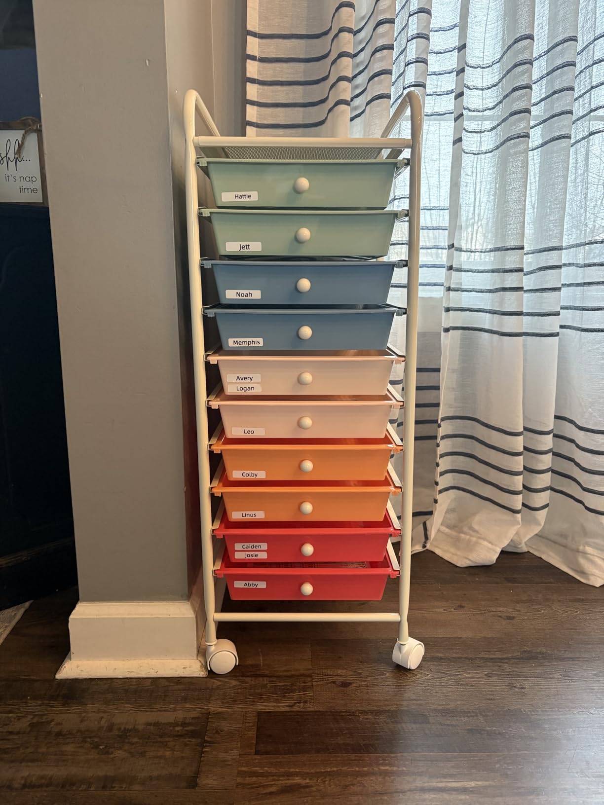 COSTWAY 10-Drawer Rolling Storage Cart, Utility Mobile Trolley | Removable Drawers & Universal Casters & 2 Brakes, Versatile Flexible Drawer Organizer Cart for Home, Office (Rainbow) customer photo 2