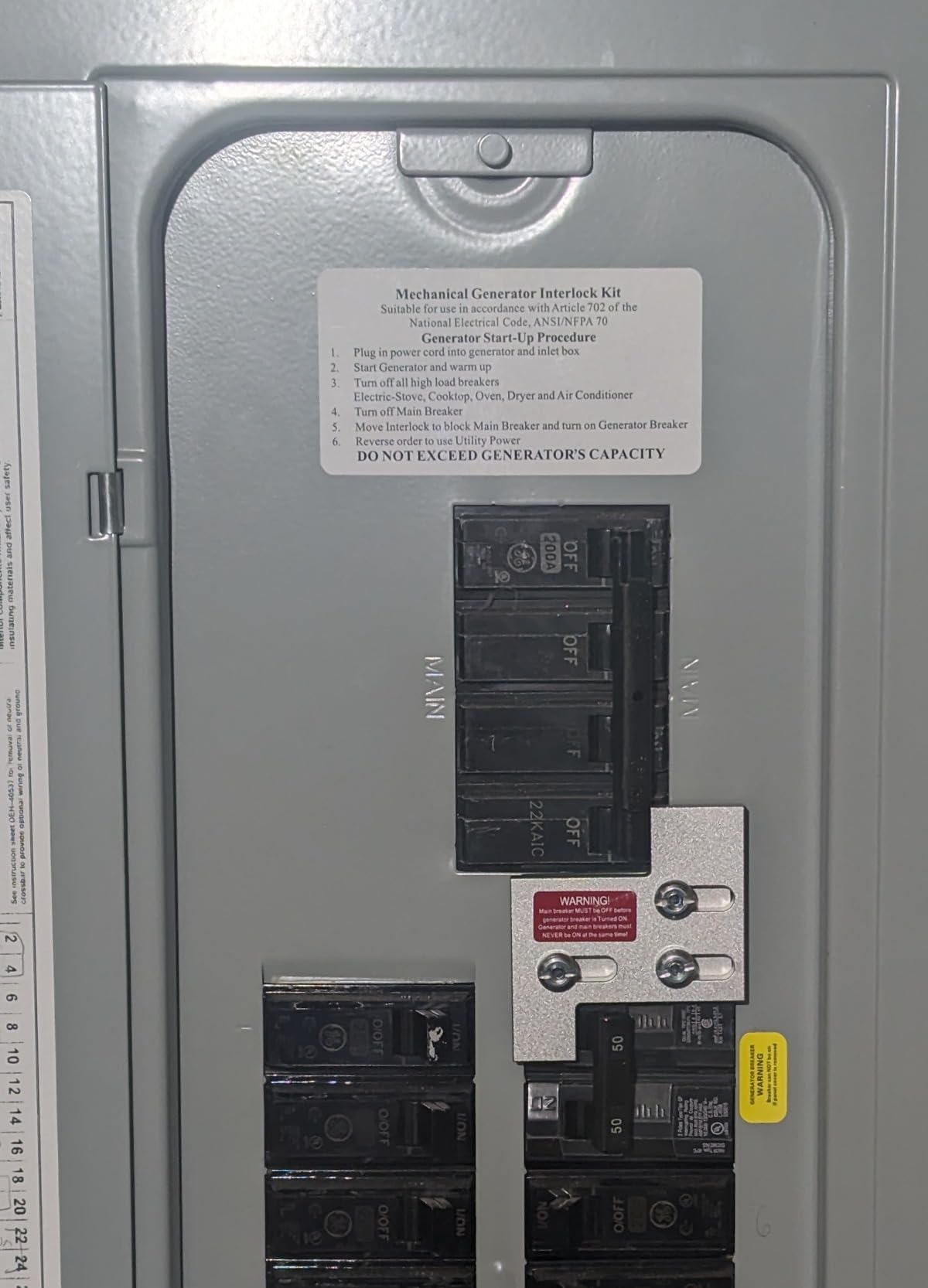 Generator Interlock Kit Compatible with General Electric GE 150 or 200 Amp | Generator Electrical Interlock Kit, 1 1/4 Inch Spacing Between Main and Branch Breaker Panels customer photo 1