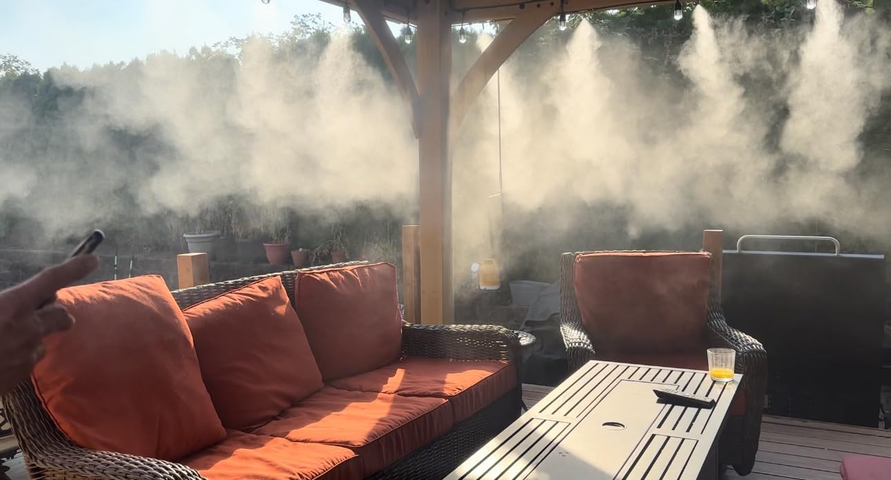 Patio Misters Pro - Ultra Fine Water Mister - Cooling Mist System for Midsize to Large Patio - High Pressure Misting Pump - Kit with Quiet Pump (1000 PSI) - DIY Installation customer photo 1