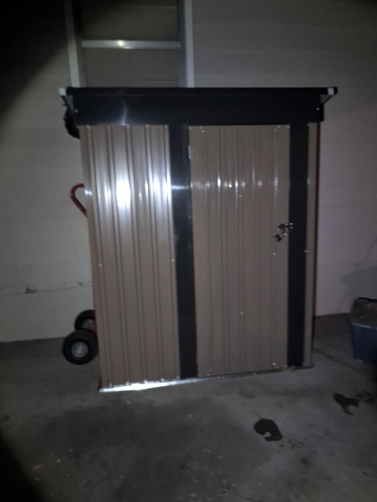 Patiowell 5x3 FT Outdoor Storage Shed, Brown | Tool Shed, Sloping Roof, Lockable Door, Metal Shed for Backyard Garden Patio Lawn customer photo 2