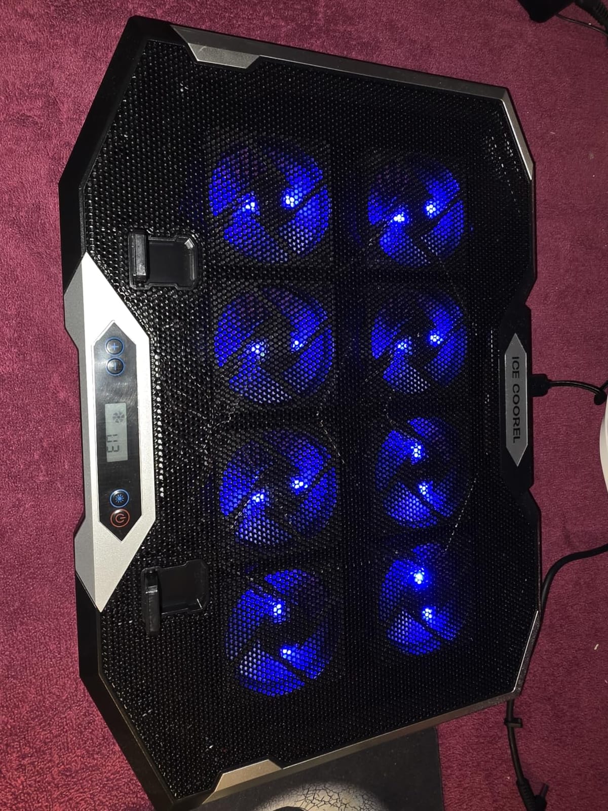 ICE COOREL Gaming Laptop Cooling Pad with 8 Cooling Fans, Laptop Fan Cooler Pad for 15-17.3 Inch, Notebook Cooler Stand with 6 Height Adjustable, RGB Cooling Pad with Two USB Port + Phone Stand customer photo 2