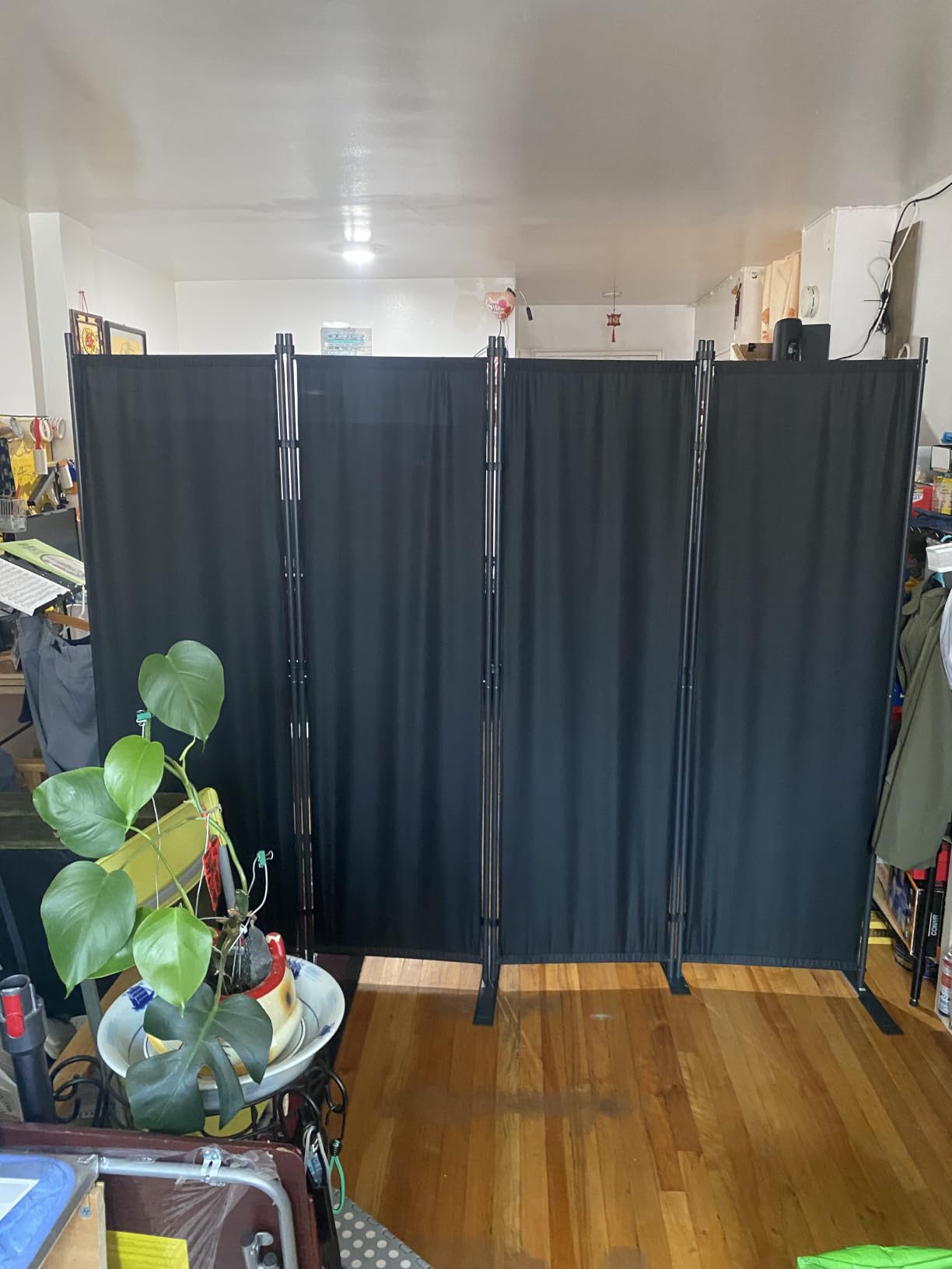 Room Divider 4 Panel-88''Wide, 6FT Room Dividers and Folding Privacy Screens | Wider Metal Base & Non-wobbly, Fabric Divider Panel for Room Partition, Portable Wall Divider Screen for Bedroom, Office, Studio customer photo 2