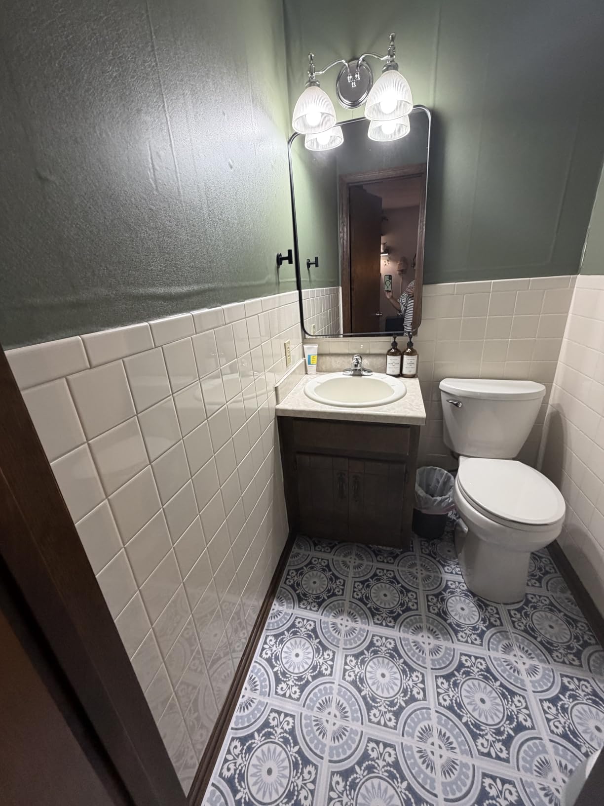 FloorPops 12-in by 12-in Blue Ezra Vinyl Peel & Stick Floor Tiles customer photo 2