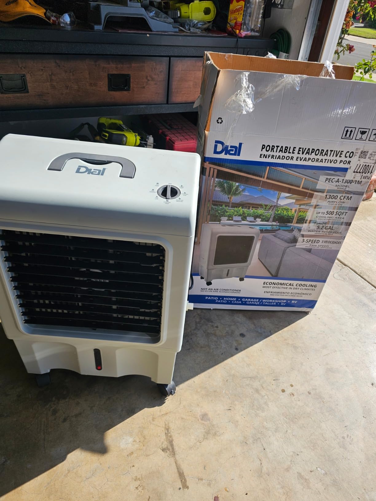 Dial 3-Speed Portable Evaporative Cooler - Up to 500 sqft, 1300 CFM - PEC-A-1300-1M customer photo 1