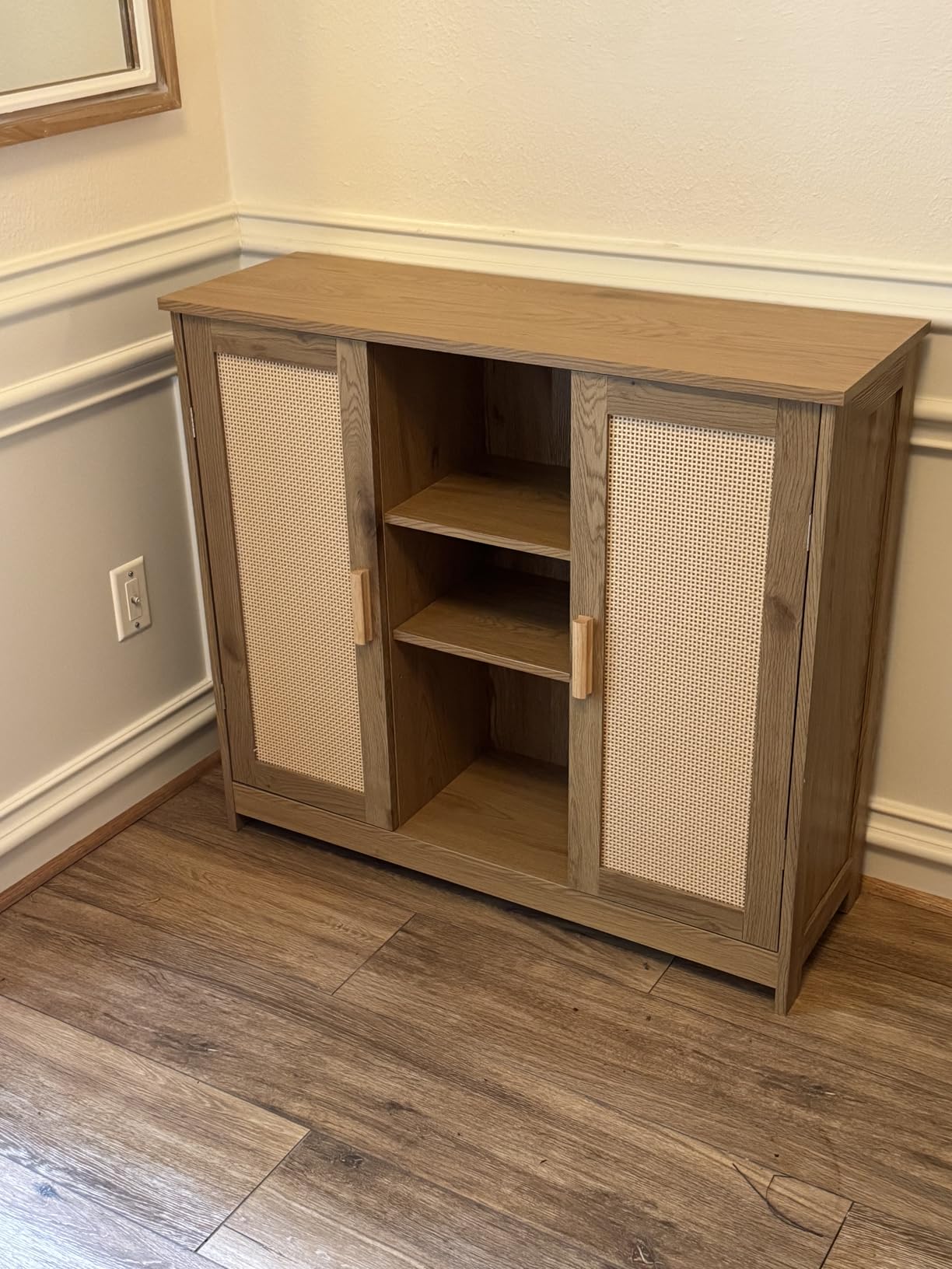 Iwell Storage Cabinet with 2 Doors and 4 Storage Shelves, Bathroom Cabinet, Cupboard for Living Room, Home Office, Entryway, Black customer photo 1