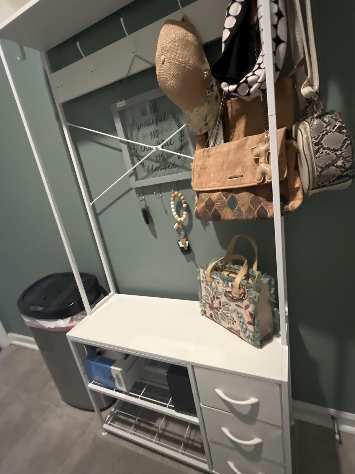 Hall Tree with Bench and 3 Drawers Storage, 31.5