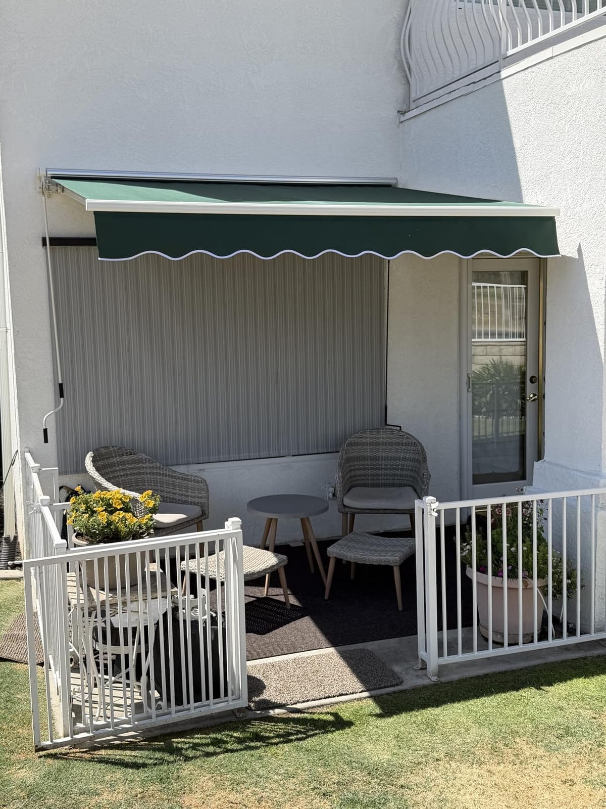 PATISOL 10'x8' Patio Manual Retractable Awning Fully Assembled, Dark Grey | Aluminum Frame, 280G Polyester customer photo 2