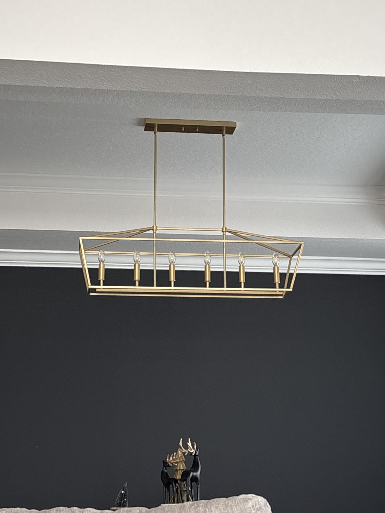 6-Light Kitchen Island Lighting, Gold Linear Chandelier Dining Room Over Table, Rectangle Pendant Light Fixtures Golden Finish for Living Room customer photo 1