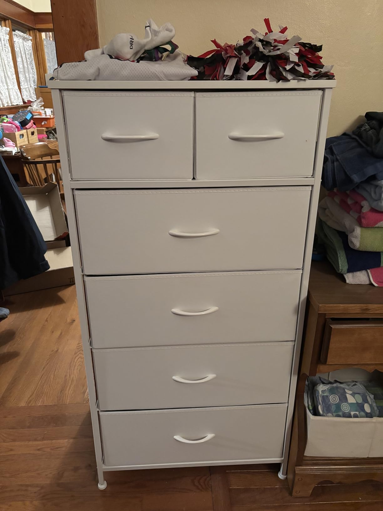Mifuro Tall Dresser for Bedroom, Vertical Storage Organizer Tower with 7 Drawers, Chest of Drawers with Fabric Bins, Steel Frame, Wood Top for Bedroom, Closet, Entryway- Black customer photo 1
