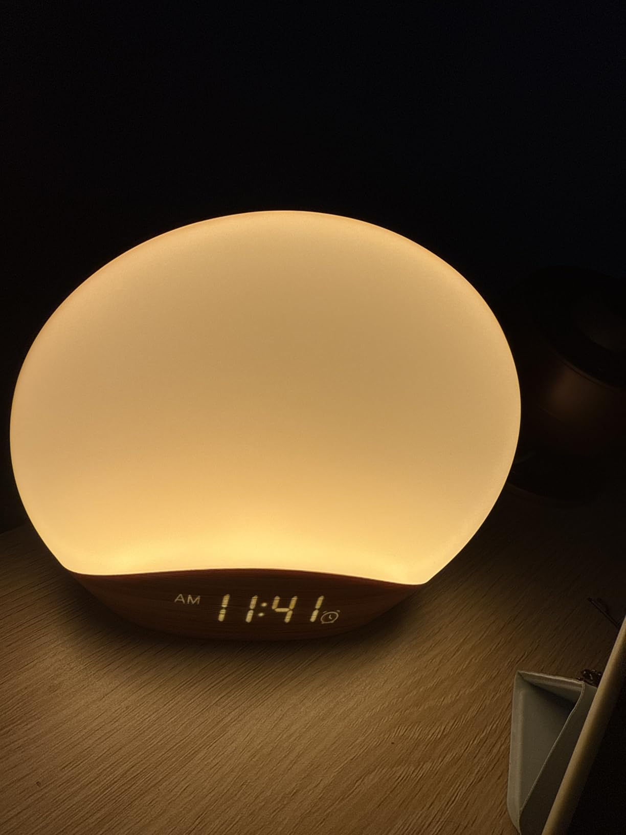 REACHER Wood Grain Sunrise Alarm Clock and Sound Machine Nightlight | Digital Dimmable Clock for Bedroom, 26 Sleep Sounds, White Noise Machine for Baby, Adults, Wake Up Light Alarm Clock for Kids customer photo 2