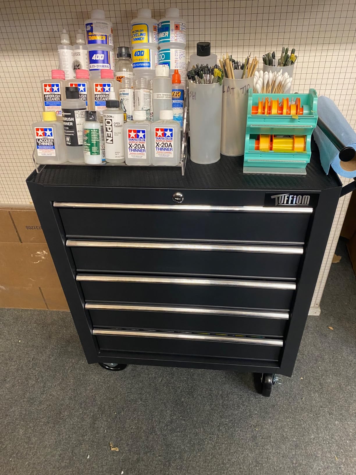 TUFFIOM 5-Drawer Rolling Tool Chest w/Drawers & Lock, Tool Storage Cabinet with Lockable Wheels, Top Cushion & Drawer Liners, Tool Organizer Box for Garage, Warehouse & Repair Sho customer photo 2