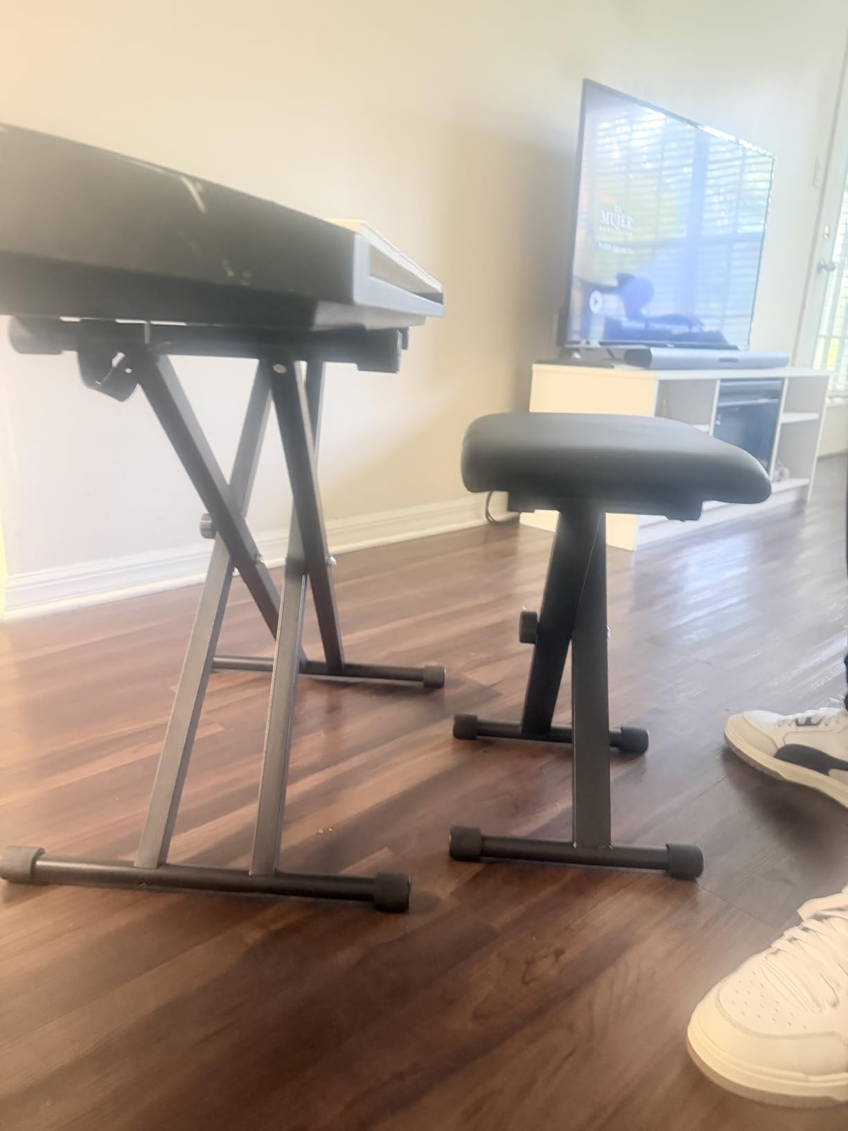 Keyboard Stand & Bench Set, Upgrade Heavy Duty Double-X Keyboard Stand, Adjustable & Portable Digital Piano Stand with Locking Straps customer photo 2