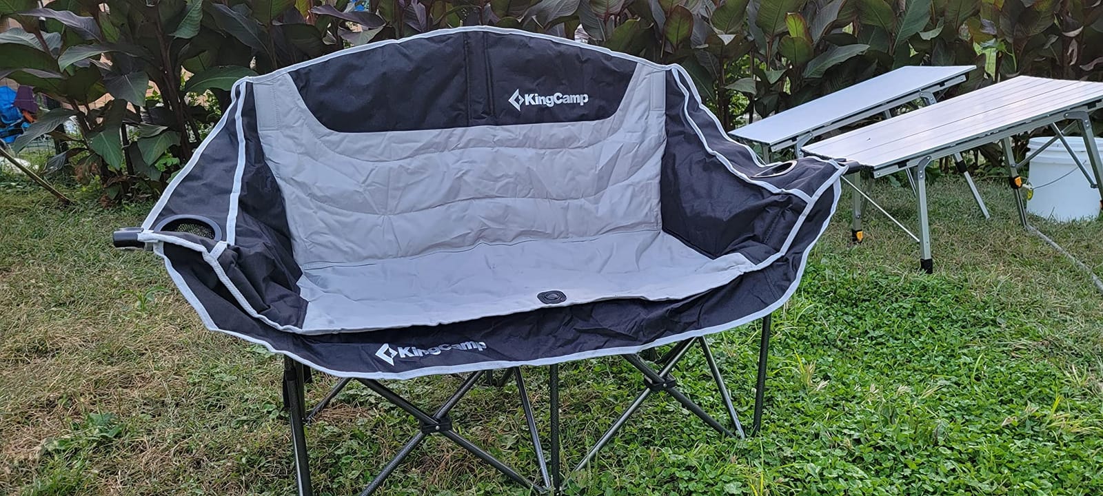 KingCamp Double Camping Chair, Heavy Duty 660lbs Folding 2 Person Chair | Portable Loveseat Couch Padded Comfortable Two Seat with Cup Holder & Carry Bag for Outdoor Lawn Backyard, Black customer photo 1