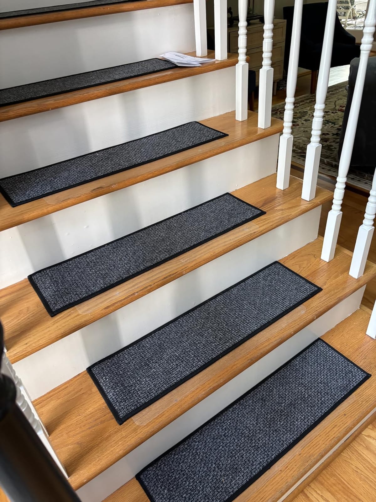 Stair Treads Carpet 4 pcs for Wooden Steps with Non Slip Rubber Backing, 100% Polyester Soft Stairs Resistant Indoor Skid Runner Safety Rugs for Kids Elders and Pets 30