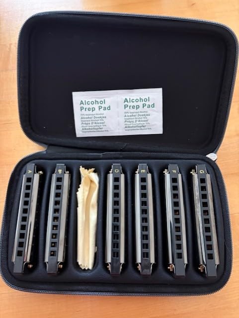EASTROCK 10 Hole Blues Harmonica Set of 7 with Case C D E F G A Bb Key | Diatonic harmonica Mouth Organ Harp Phosphor Bronze Reeds and Metal Cover Plate for Adults Beginner Professional customer photo 2