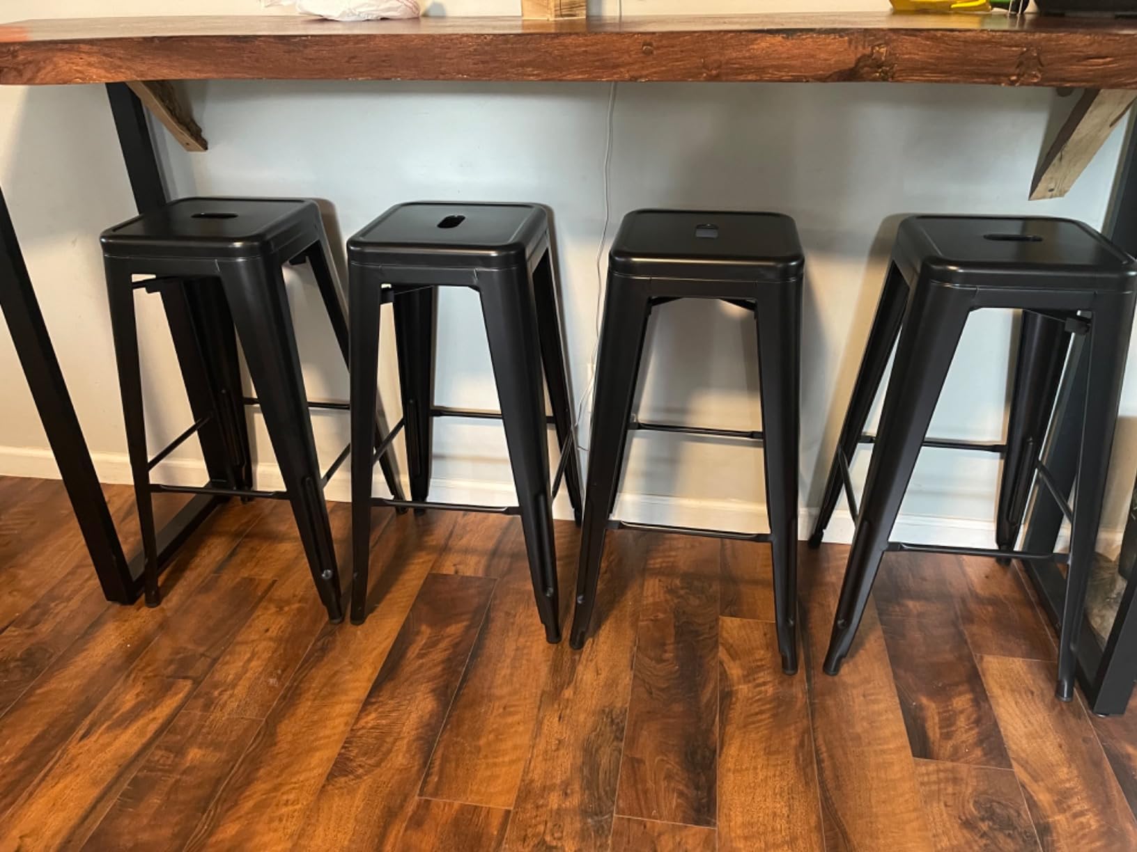 Furmax 30 Inch Metal Bar Stools Set of 4, Counter Height Stools, Industrial Bar Chairs Patio Stool Stackable Stool (Dark Black, 30'' Backless) customer photo 1