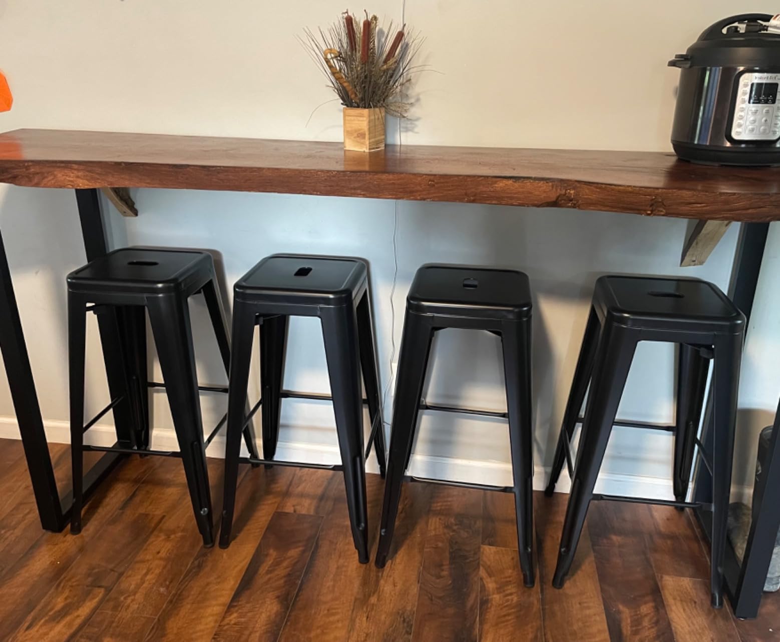 Furmax 30 Inch Metal Bar Stools Set of 4, Counter Height Stools, Industrial Bar Chairs Patio Stool Stackable Stool (Dark Black, 30'' Backless) customer photo 2