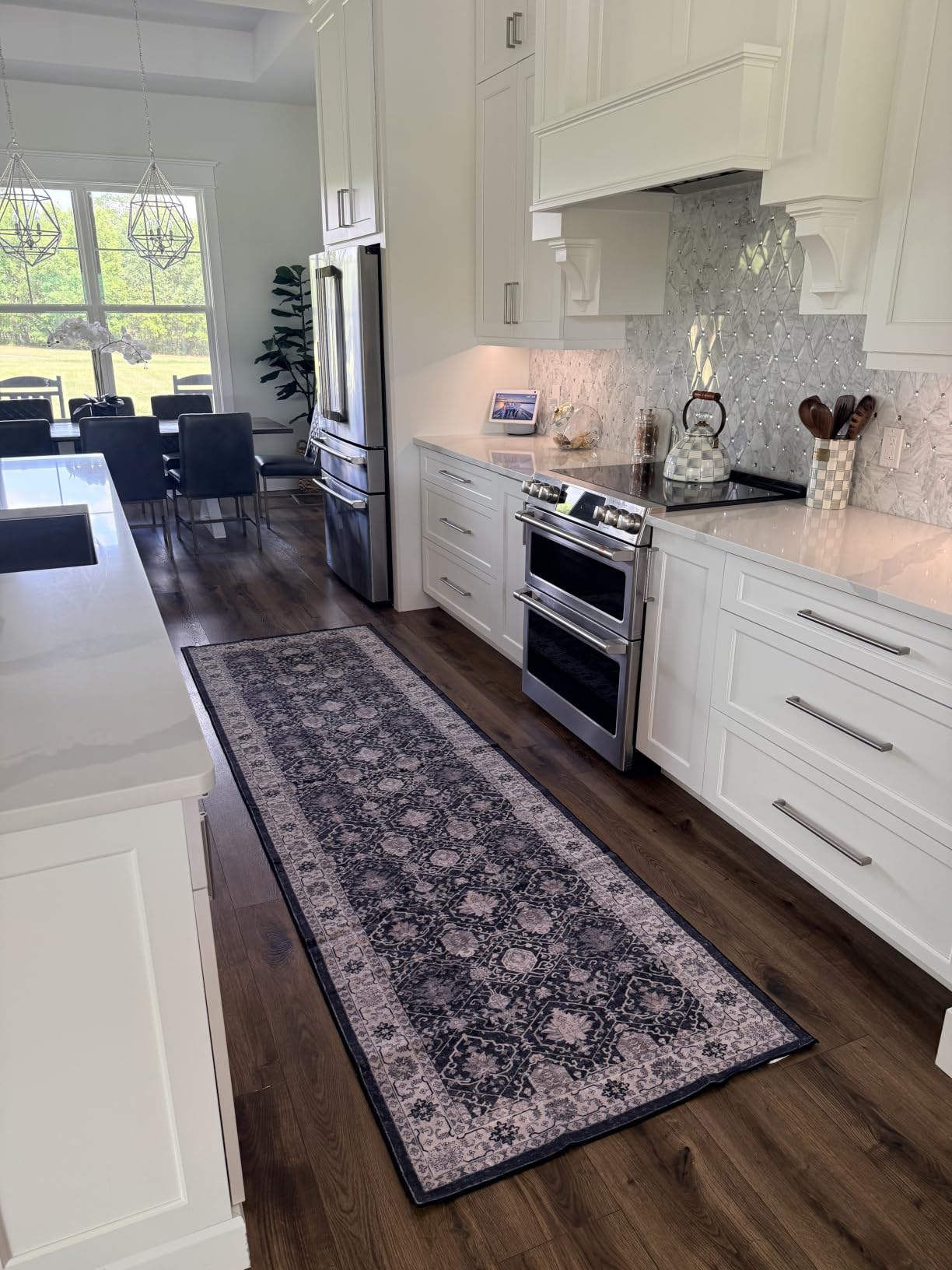Hallway Washable Runner Rug - 2'6x14 Kitchen Rugs Entryway Rug Runner Vintage Soft Floor Mat Non Slip Indoor Farmhouse Carpet for Bathroom Living Room Bedroom (2'6''x14', Beige) customer photo 1