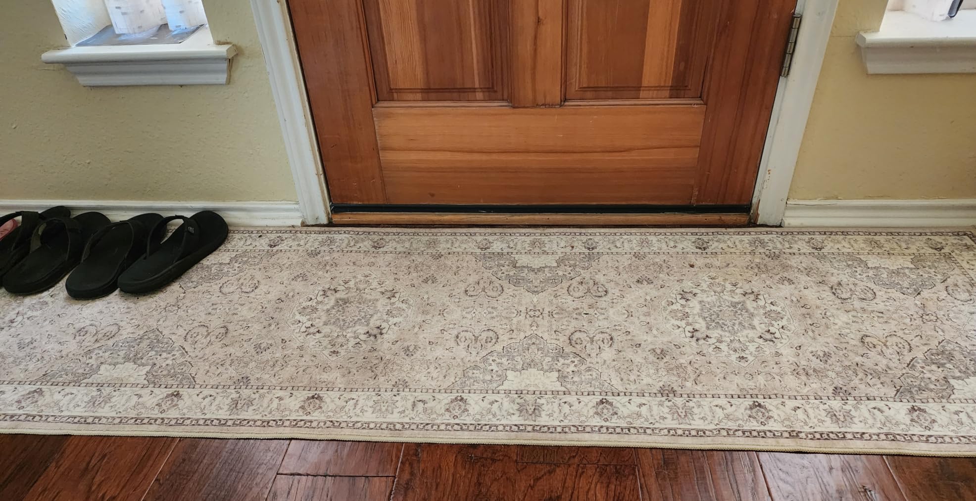 Hallway Washable Runner Rug - 2'6x14 Kitchen Rugs Entryway Rug Runner Vintage Soft Floor Mat Non Slip Indoor Farmhouse Carpet for Bathroom Living Room Bedroom (2'6''x14', Beige) customer photo 2