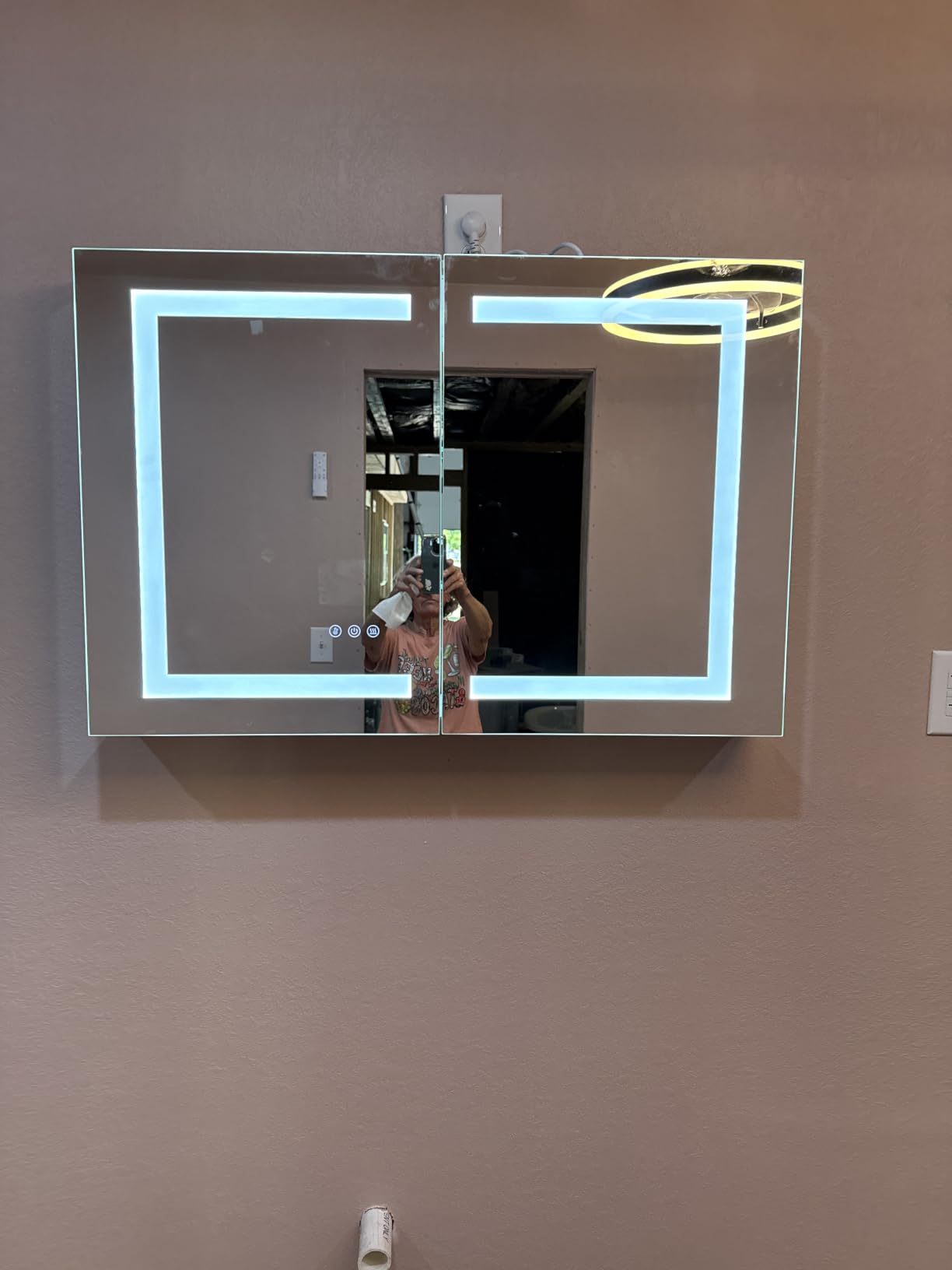 TokeShimi 30x26 Led Medicine Cabinet with Lights 3 Color Dimmable and Defogger, Lighted Medicine Cabinet Mirrored with Outlet Surface or Recessed, Bathroom Mirror with Storage, Adjustable Shelves customer photo 2