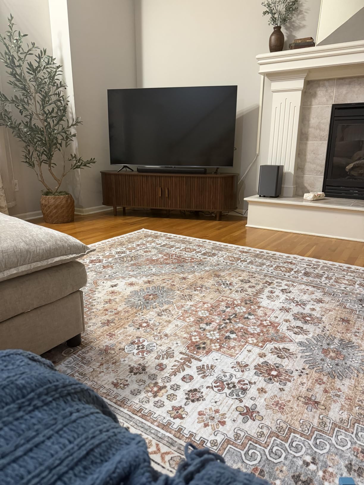 zesthome 8x10 Area Rugs for Living Room, Non-Slip Backing Washable Rugs, Vintage Large Area Rug, Stain Resistant Home Decor Rug (Orange, 8'x10') customer photo 2