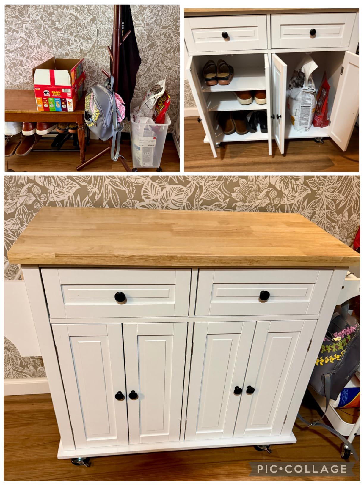 VEVOR Kitchen Island Cart with Solid Wood Top, 35.4