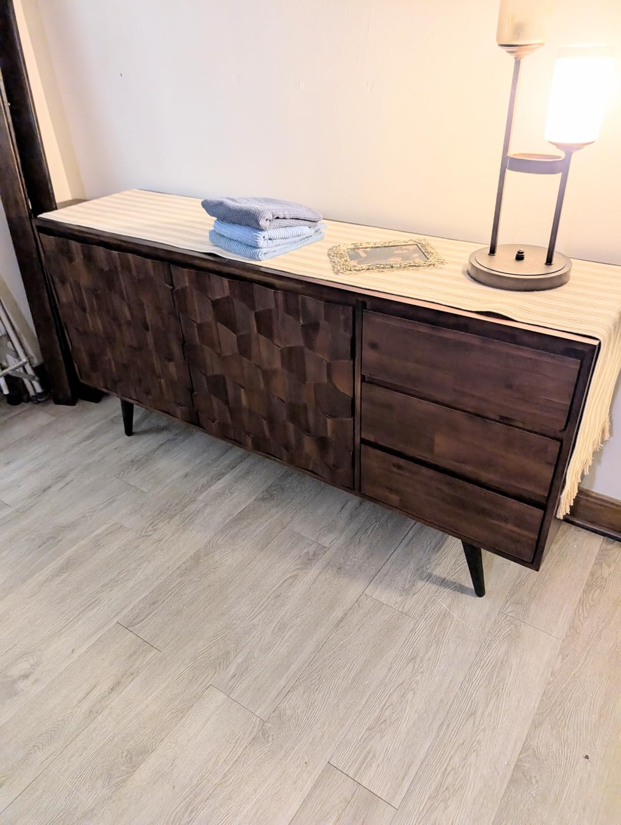 Bme Georgina Sideboard 2 Doors & 3 Drawers, Mid Century, Teak Brown, 61