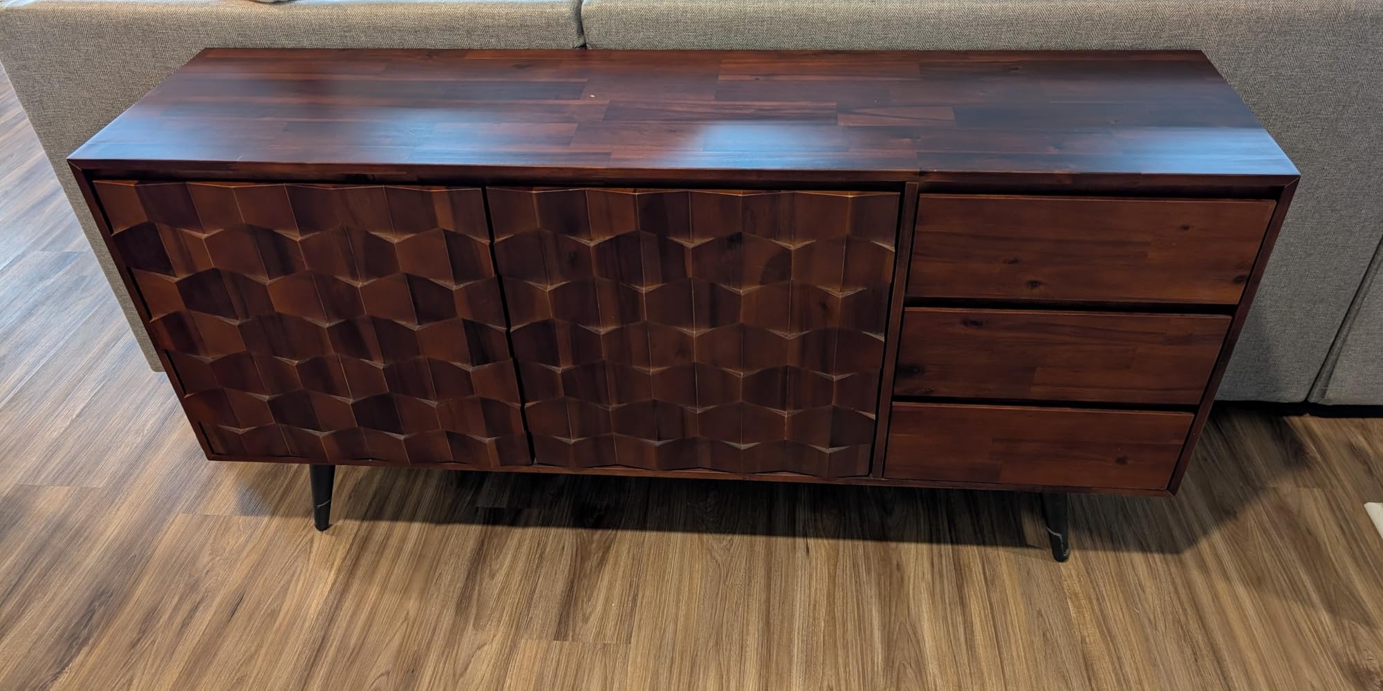 Bme Georgina Sideboard 2 Doors & 3 Drawers, Mid Century, Teak Brown, 61